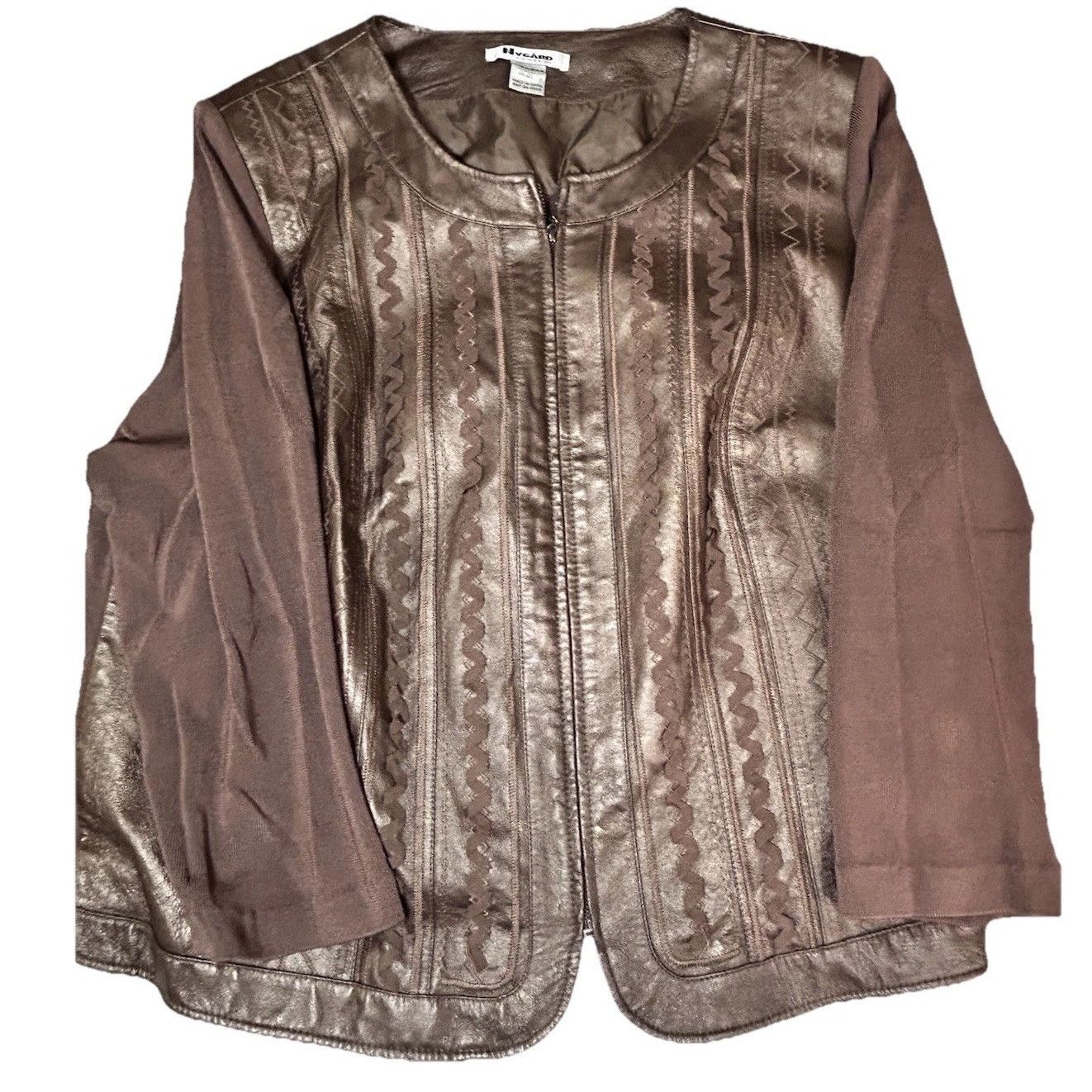 Other Nygard Women Leather/Knit Full Zip Jacket Bronze Size 3XL Size 3XL / US 20-22 - 1 Thumbnail