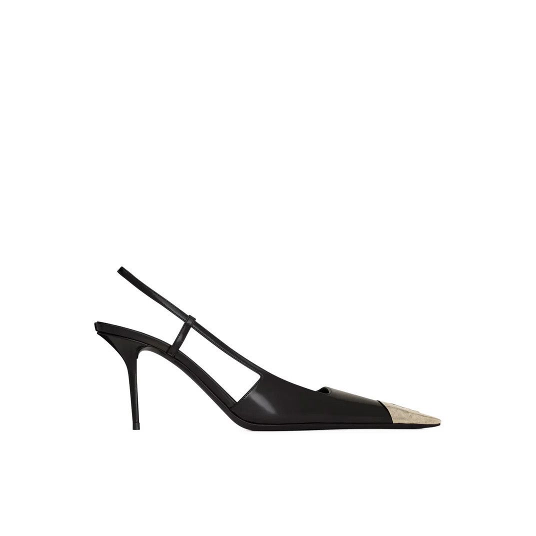 SAINT LAURENT Jeanne $1400 Black Slingback Pumps New & Authe