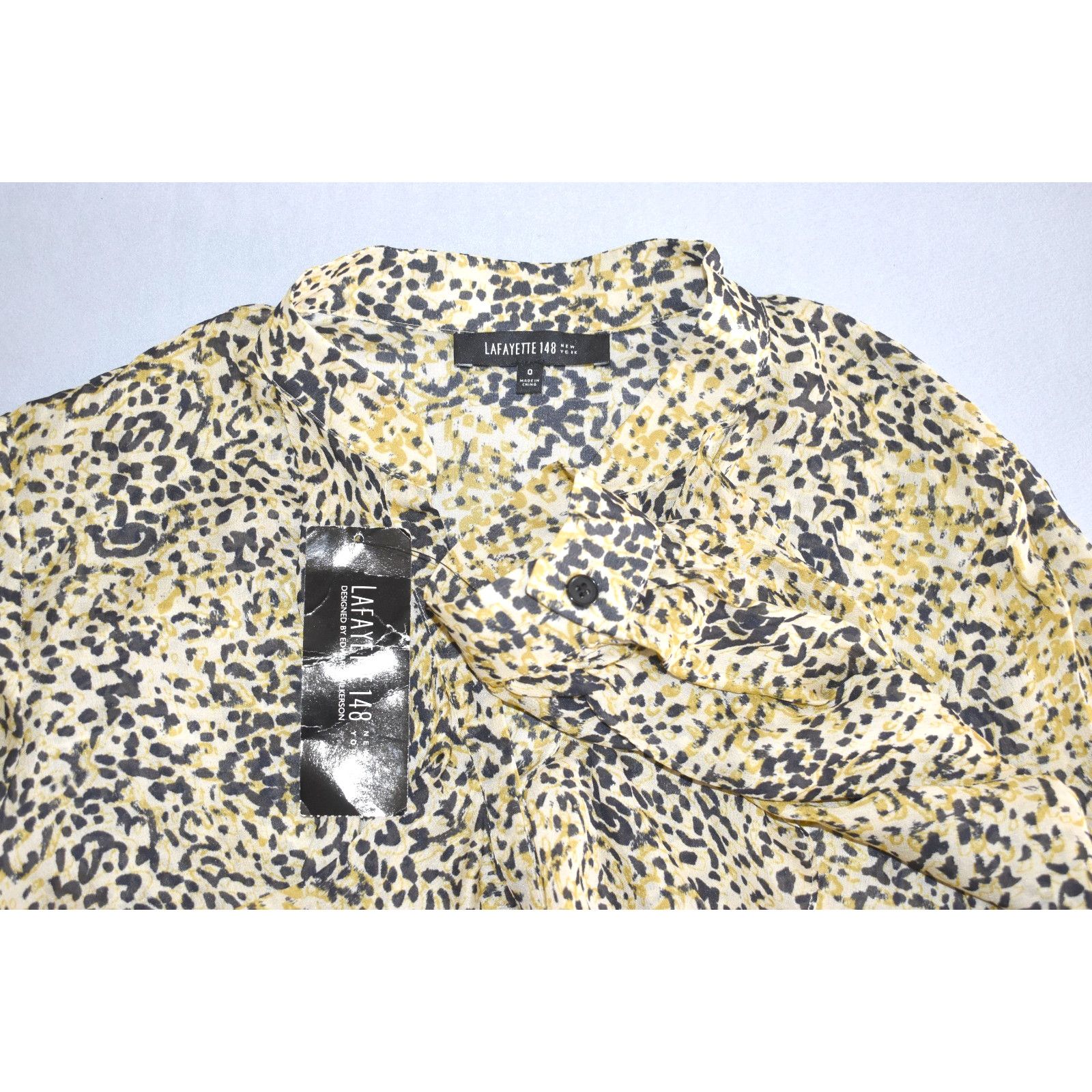 Lafayette 148 NEW LAFAYETTE 148 Leopard Print 100% Silk Ruffle Blouse Sz 0 Size XS / US 0-2 / IT 36-38 - 4 Thumbnail