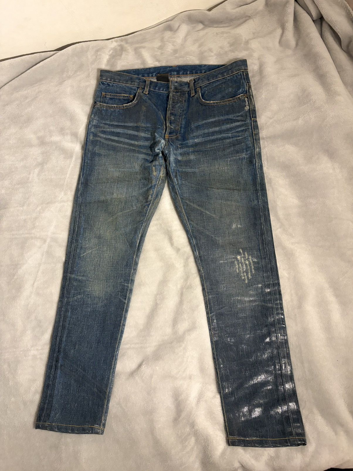 Dior Hedi SS04 “Luster” RUNWAY Clawmark Green Wax Denim Rare