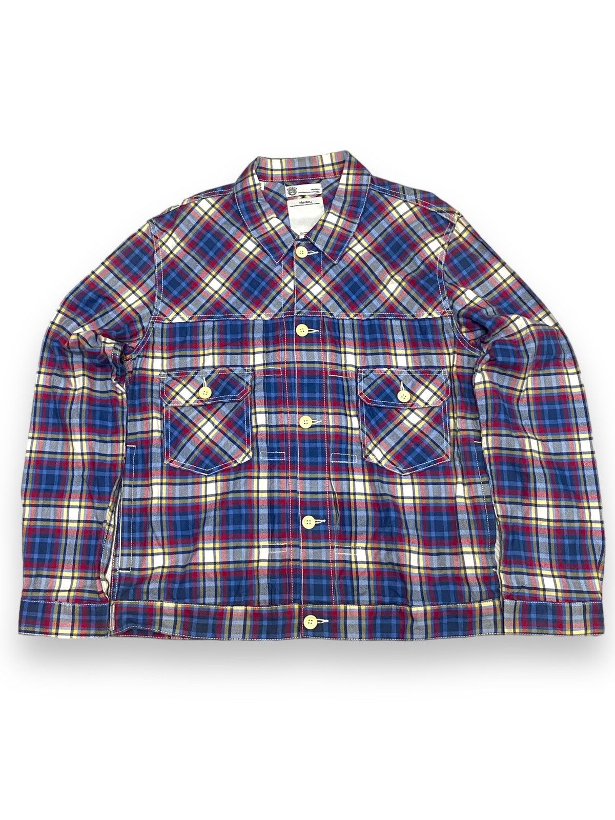 image of Archival Clothing x Visvim Madras Check Shirt Jacket in Plaid, Men's (Size Large)