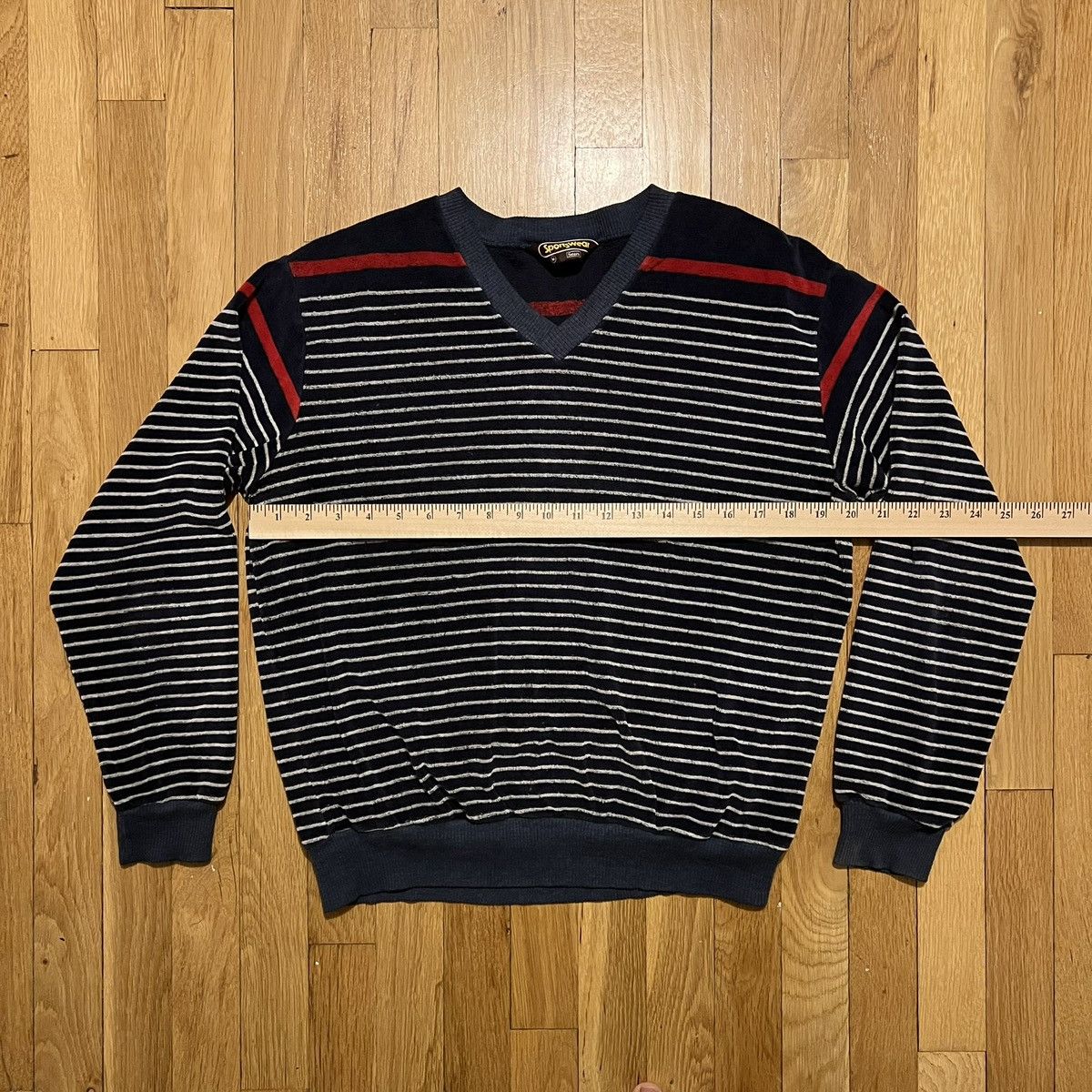 Sears Vintage 70s Sears Sportswear Stripped Sweater Medium Blue Size US M / EU 48-50 / 2 - 4 Thumbnail