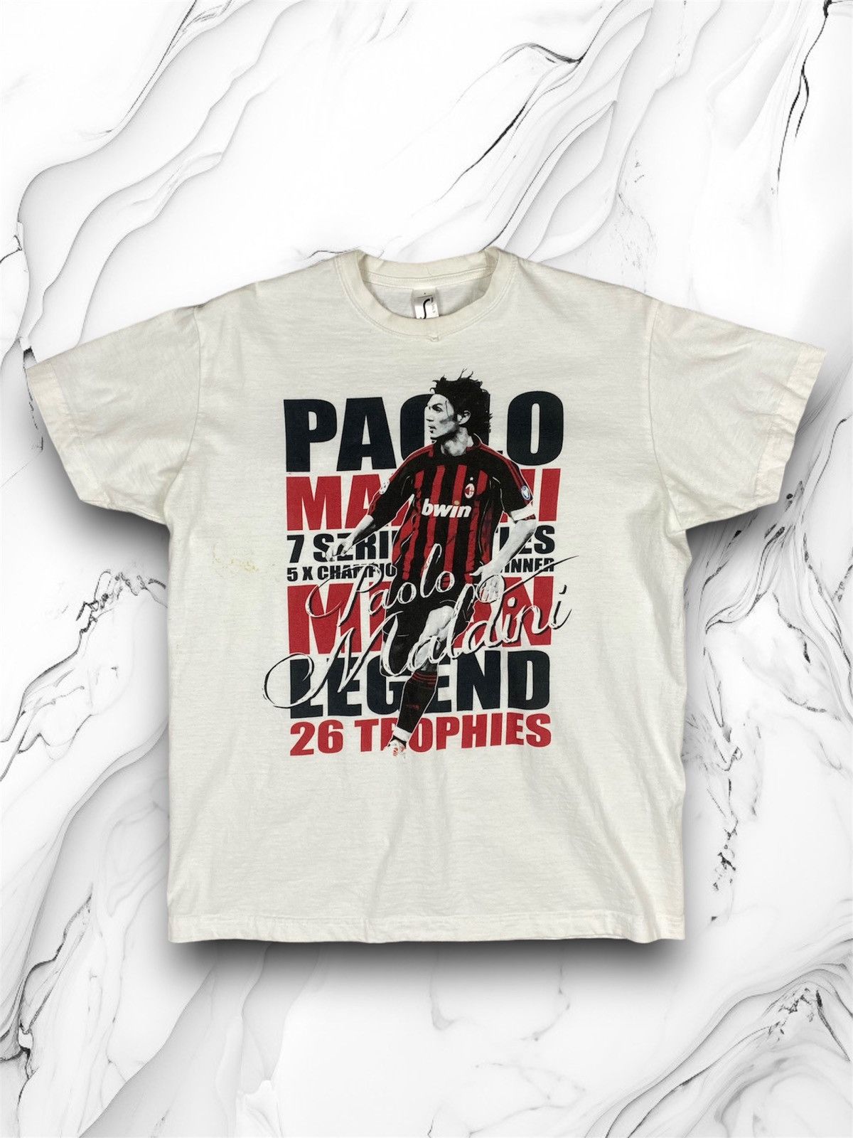 Band Tees × Vintage Vintage 00s MCMilan Paolo Maldini Legend y2k Big Logo Tee Size US S / EU 44-46 / 1 - 1 Thumbnail