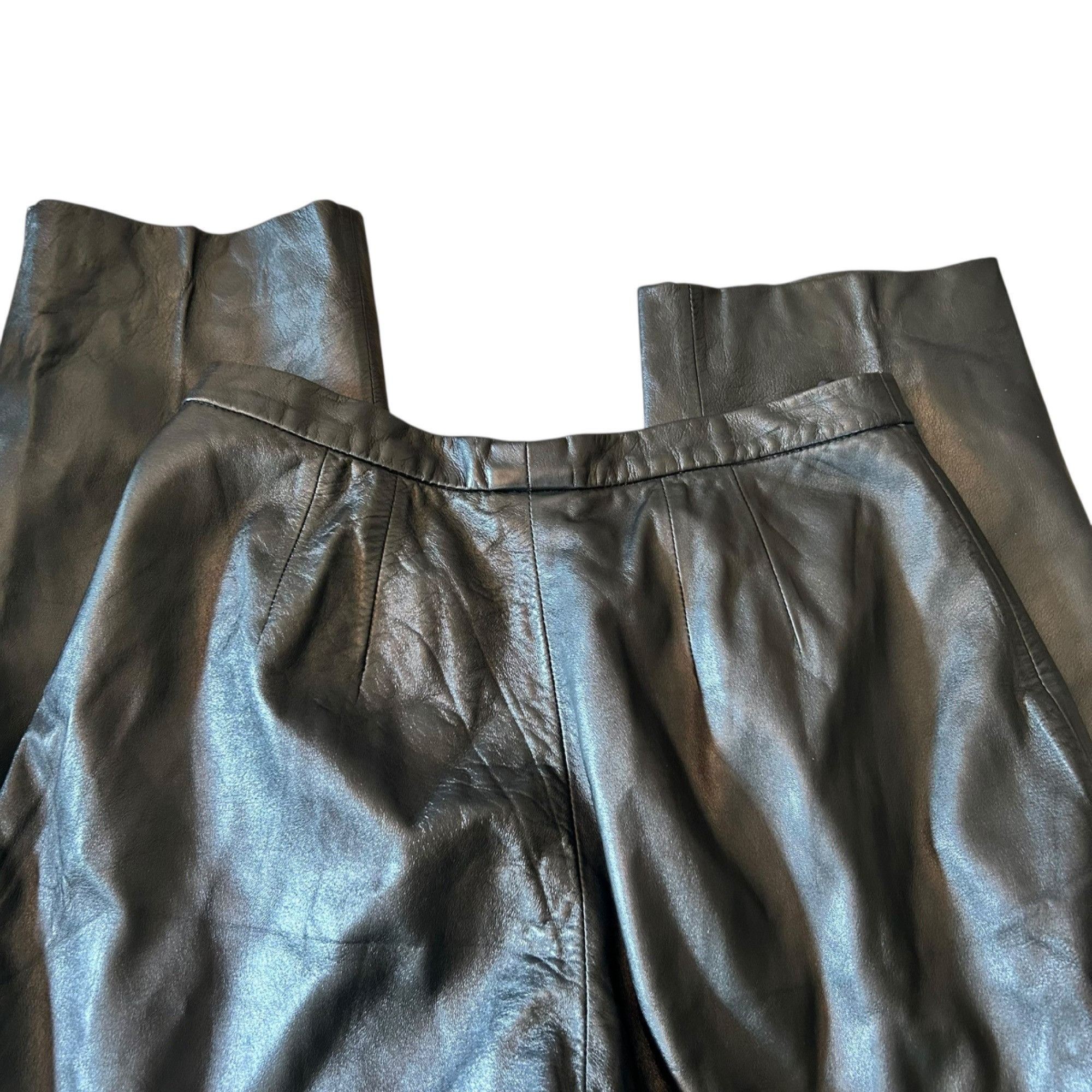Vintage Vintage Jacqueline Ferrar Leather Straight Leg High Rise Edg Size 34" / US 12 / IT 48 - 6 Thumbnail