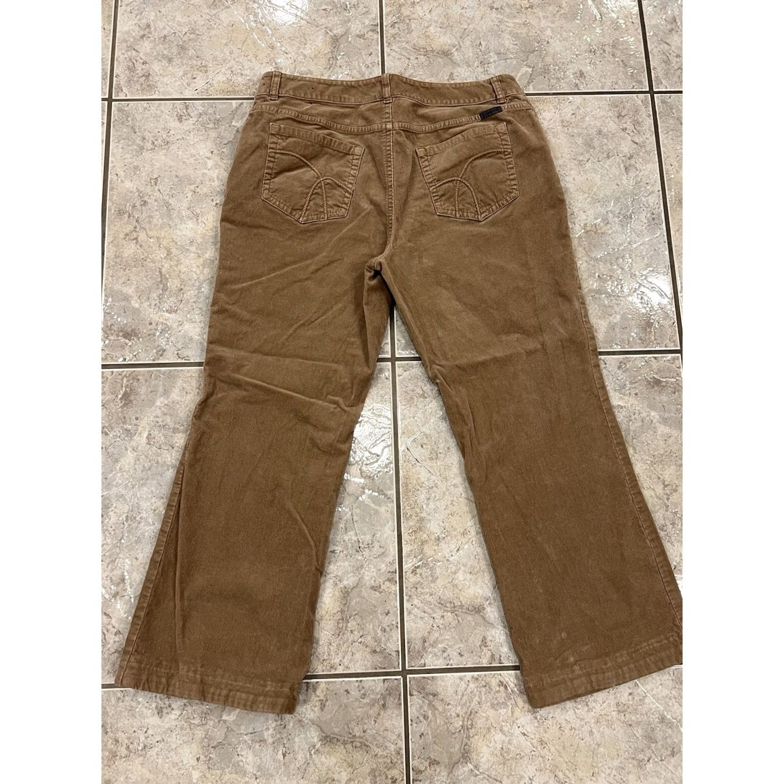 Liz Claiborne Womens Liz Claiborne Bootcut Corduroy Pants Brown Khaki Tan 36X28 Regular Stretch Inseam 28 | 16 EU 16 Size 38" / US 16 / IT 52 - 4 Thumbnail