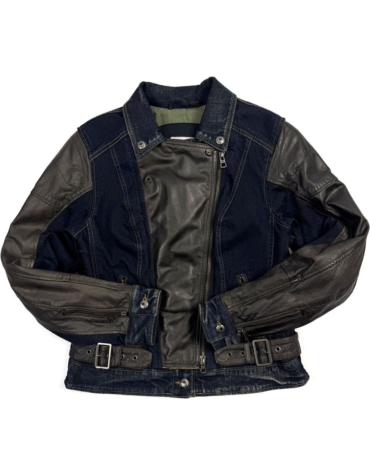 Harley Davidson Harley Davidson Vintage Buffalo Leather Denim Biker Jacket Size M / US 6-8 / IT 42-44 - 2 Thumbnail