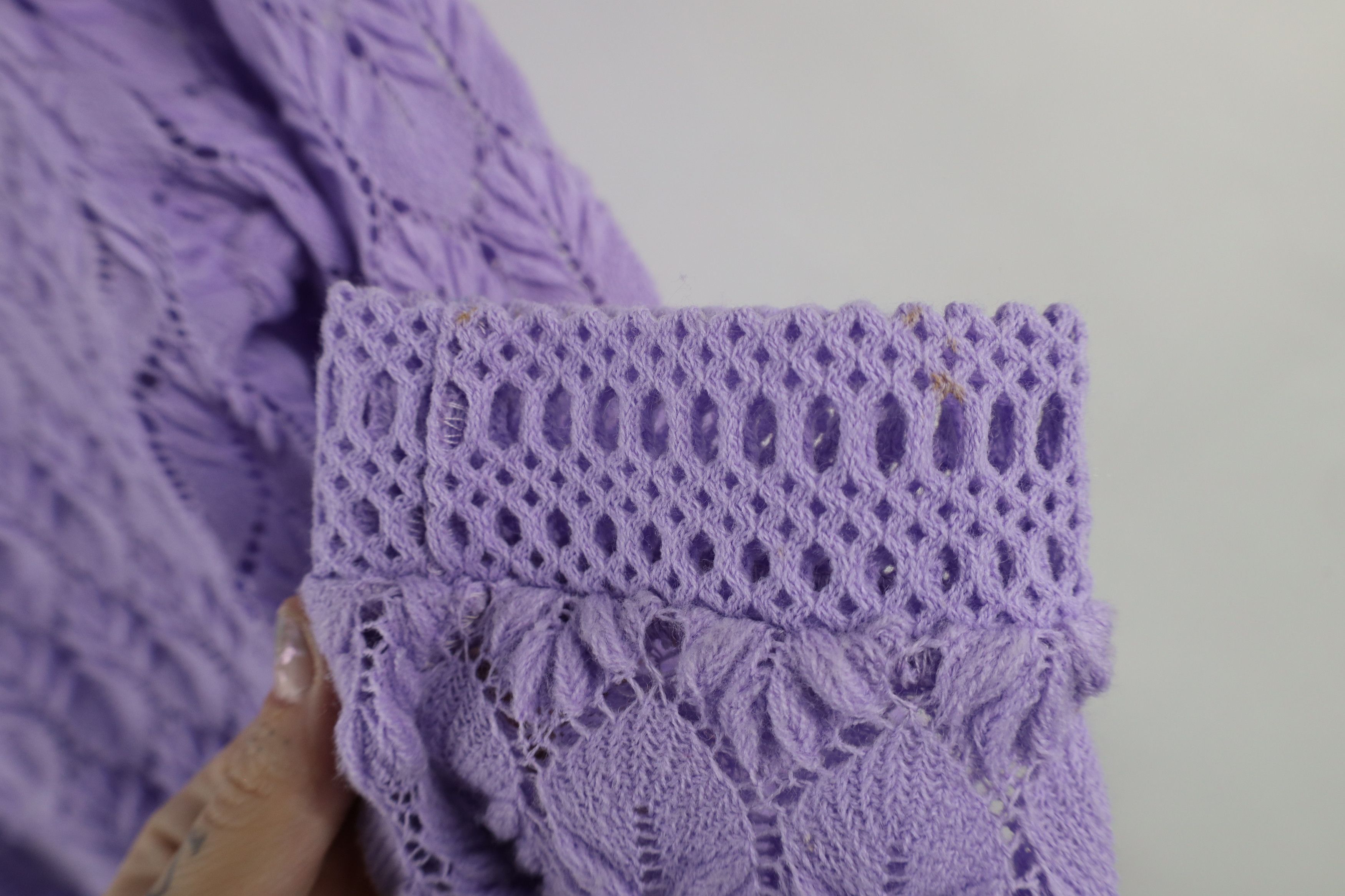 Vintage Vintage 60s Streetwear Crochet Knit Cardigan Sweater Purple Size XS / US 0-2 / IT 36-38 - 7 Thumbnail