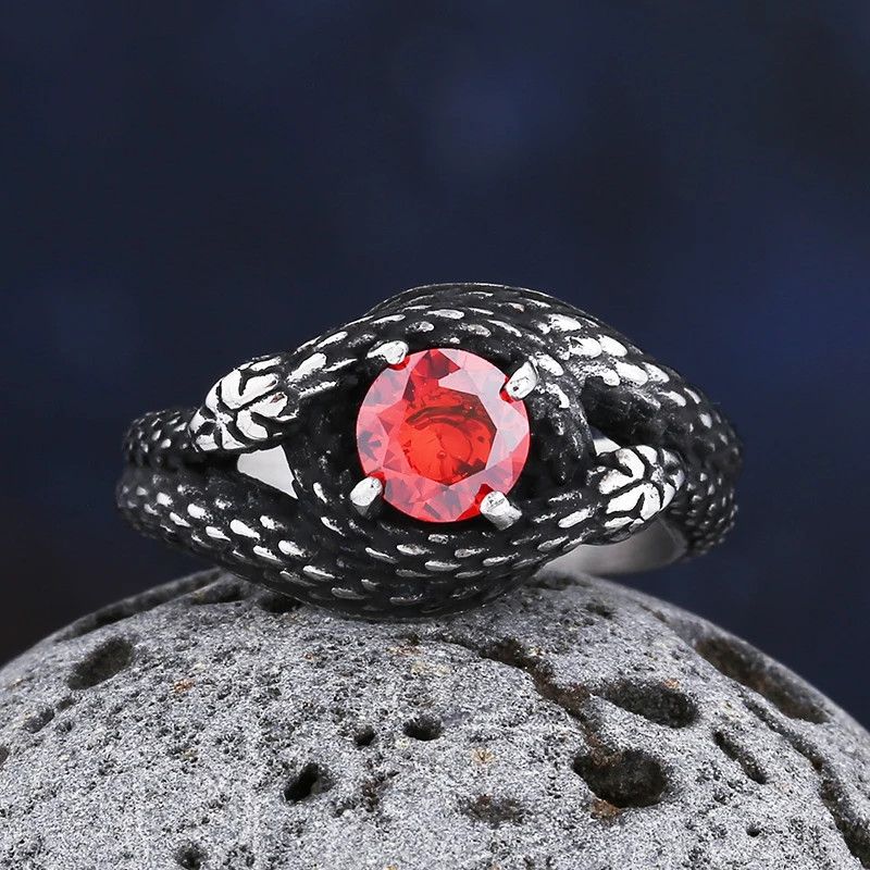 Japanese Brand × Jewelry × Vintage Snake Ring with Red Stone Ring Size ONE SIZE - 1 Thumbnail