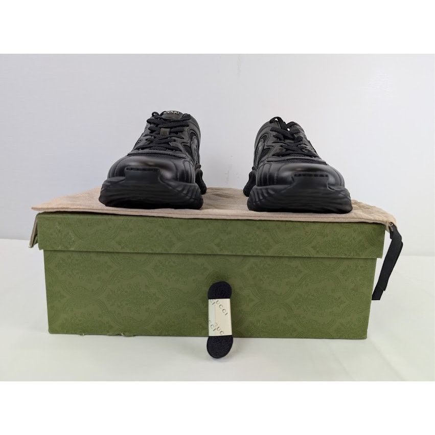 Gucci o1rshd1 Ripple Leather Sneakers in Black Size US 11.5 / EU 44-45 - 15 Thumbnail