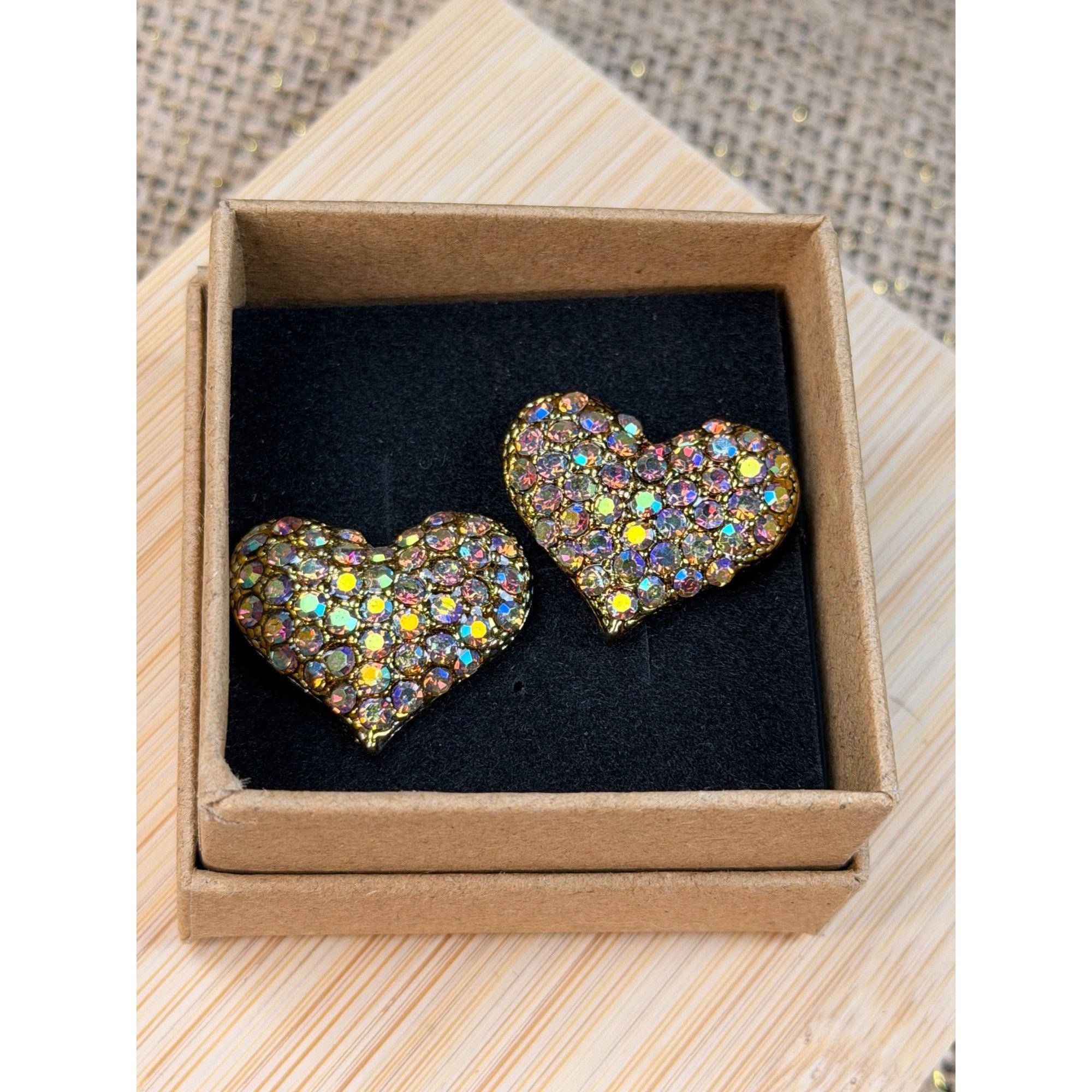Other Gold-Tone Heart-Shaped Rhinestone Earrings With Stud Backing Size ONE SIZE - 1 Thumbnail