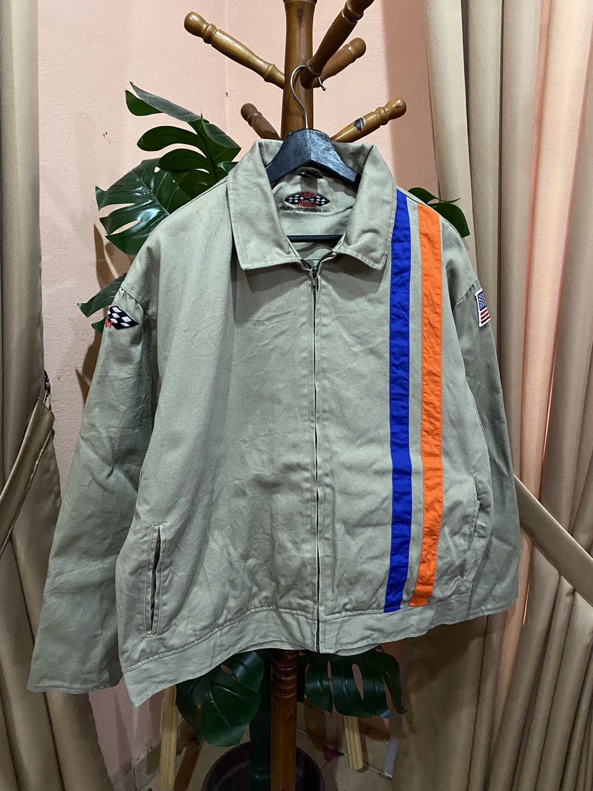 Other Vintage Racing-Inspired Beige Cotton Jacket Striped Design Size US L / EU 52-54 / 3 - 3 Thumbnail
