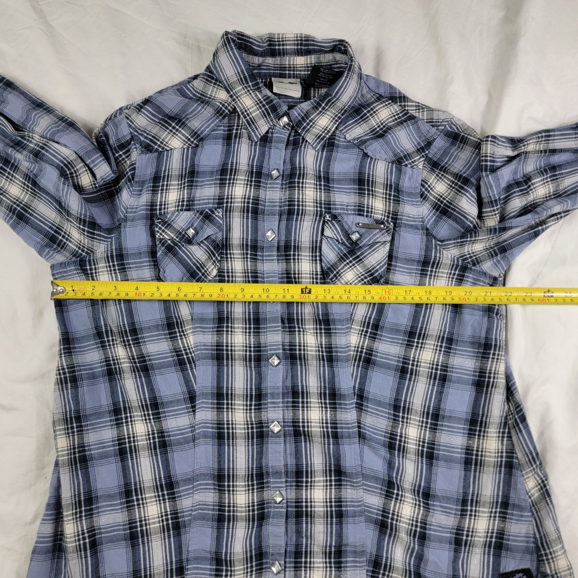 Harley Davidson Harley Davidson Womens 1W Blue Plaid Button Up Shirt Motorcy Size ONE SIZE - 8 Thumbnail