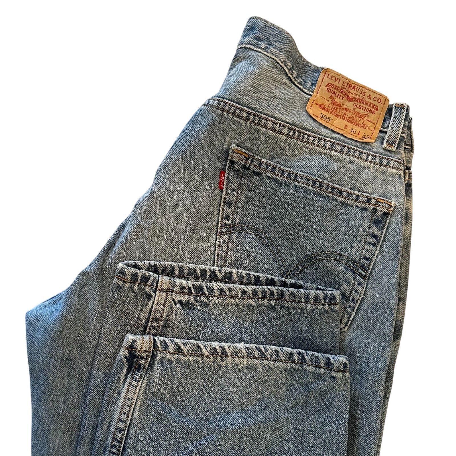 Levi's Levis 505 Straight Leg 36x32 Blue Jeans Mild Distress 90sVTG Size US 36 / EU 52 - 1 Thumbnail
