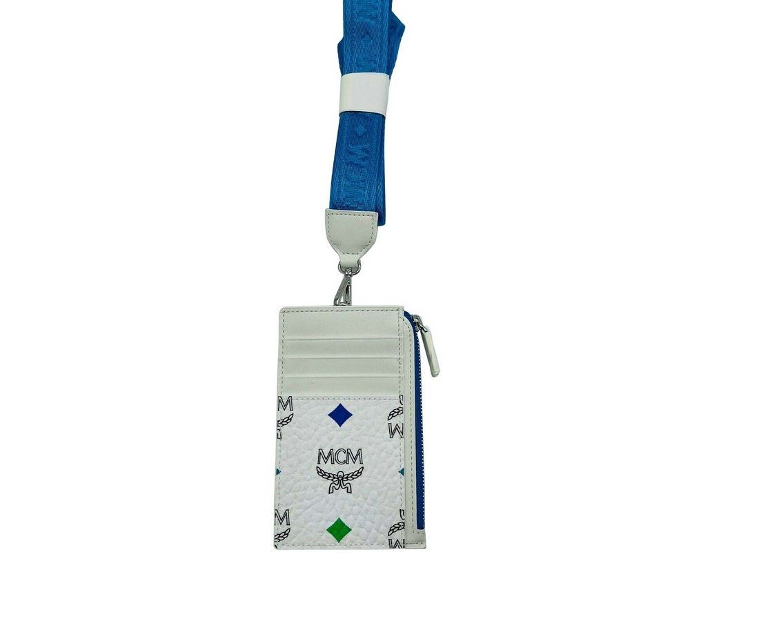 image of MCM White Spectrum Rainbow Logo Visetos Lanyard Card Case, Women's