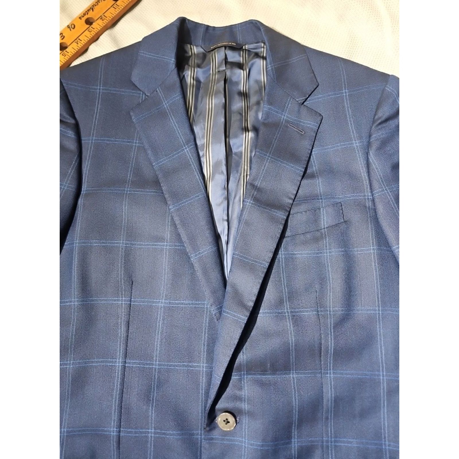 Brooks Brothers Brooks Brothers Blazer Mens 40 Navy Blue Windowpane Plaid Sport Coat Jacket Size 40R - 4 Thumbnail