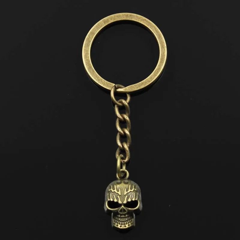 Vintage Retro Flame Head Skull Keychain Size ONE SIZE - 2 Thumbnail
