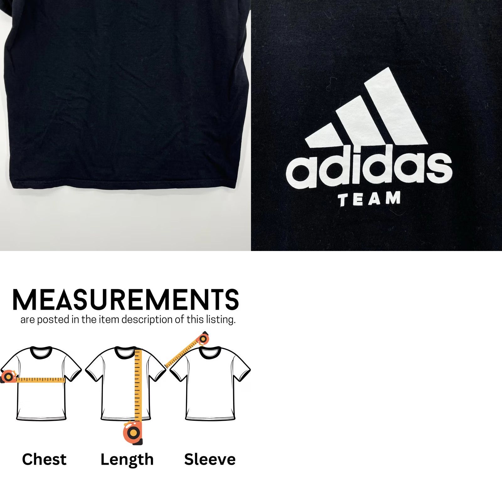 Adidas Adidas T-Shirt Men's L Black Short Sleeve Crew Neck Logo Size US L / EU 52-54 / 3 - 8 Thumbnail