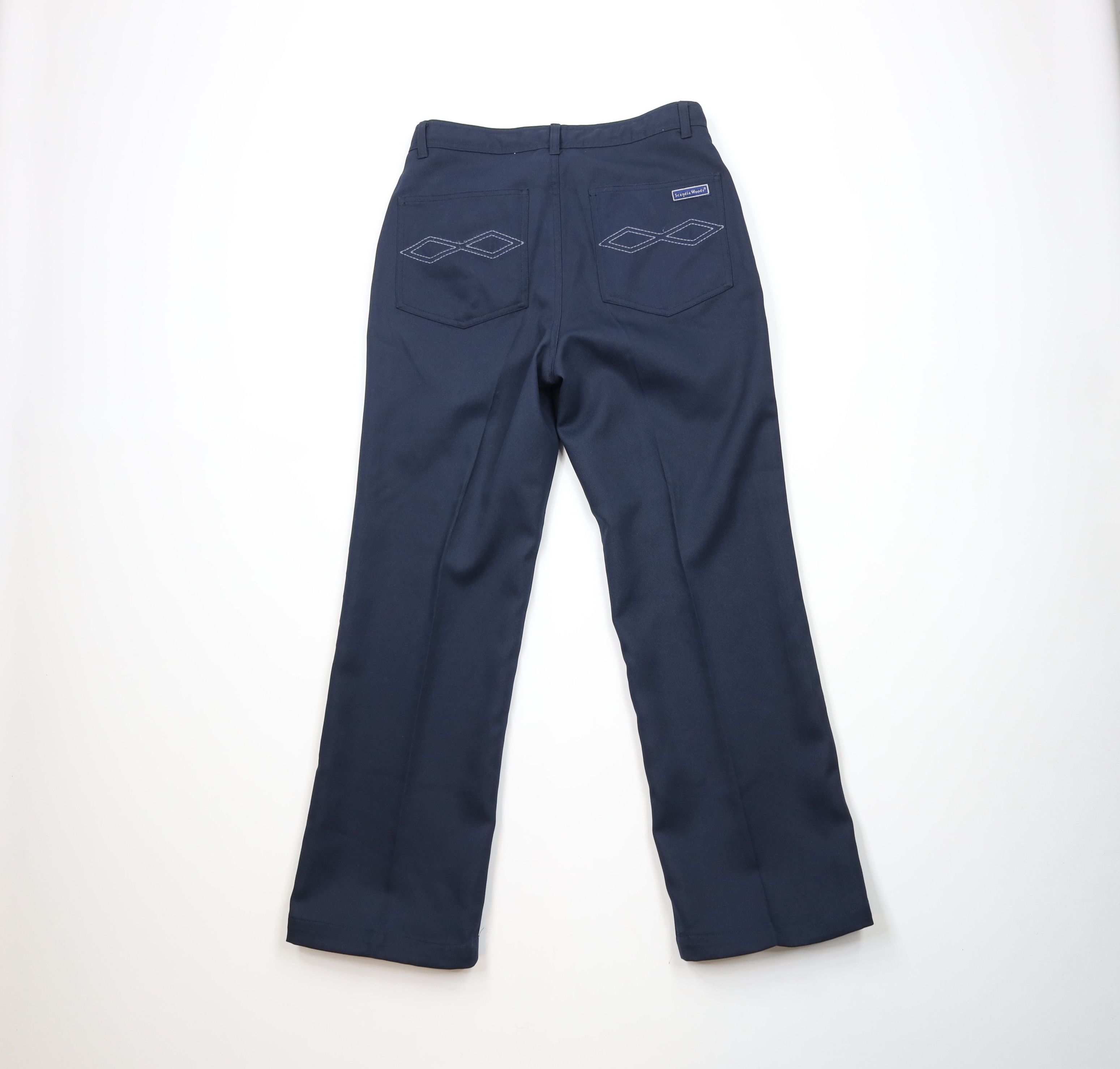 Vintage Vintage 90s Streetwear Flared Wide Leg Chino Pants Navy Blue Size US 30 / EU 46 - 9 Thumbnail