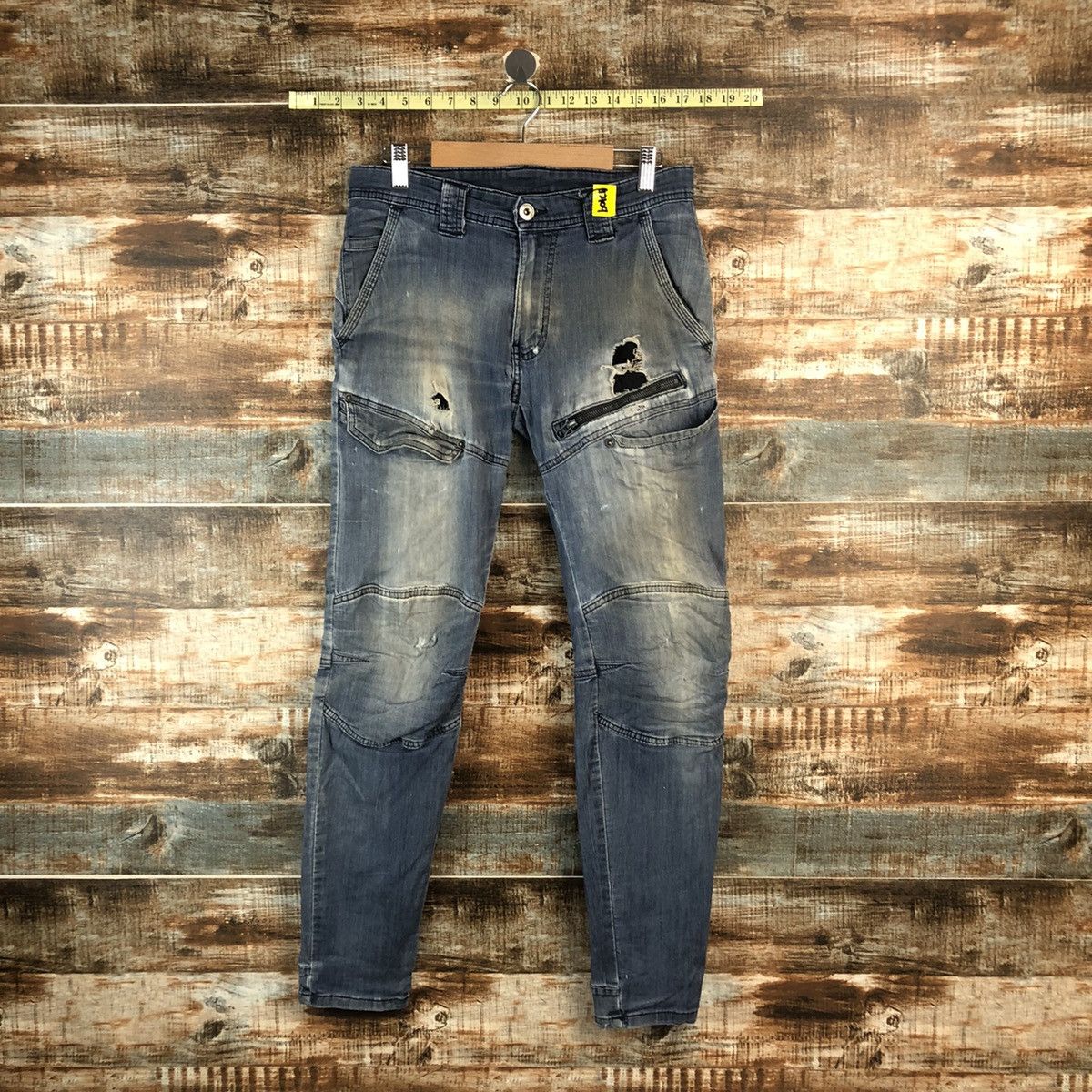 Japanese Brand Field Core Blue Distressed ripped Denim Pants #A2109 Size US 29 - 1 Thumbnail