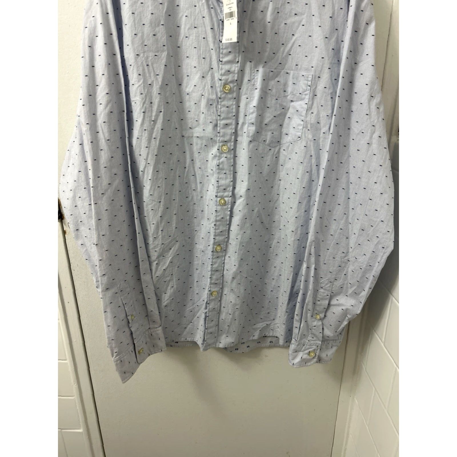 Gap GAP Shirt Mens L Blue Oxford Button-Down Striped Geometric Stretch Standard Fit Regular Pins Pocketed Casual Workwear Size US L / EU 52-54 / 3 - 3 Thumbnail