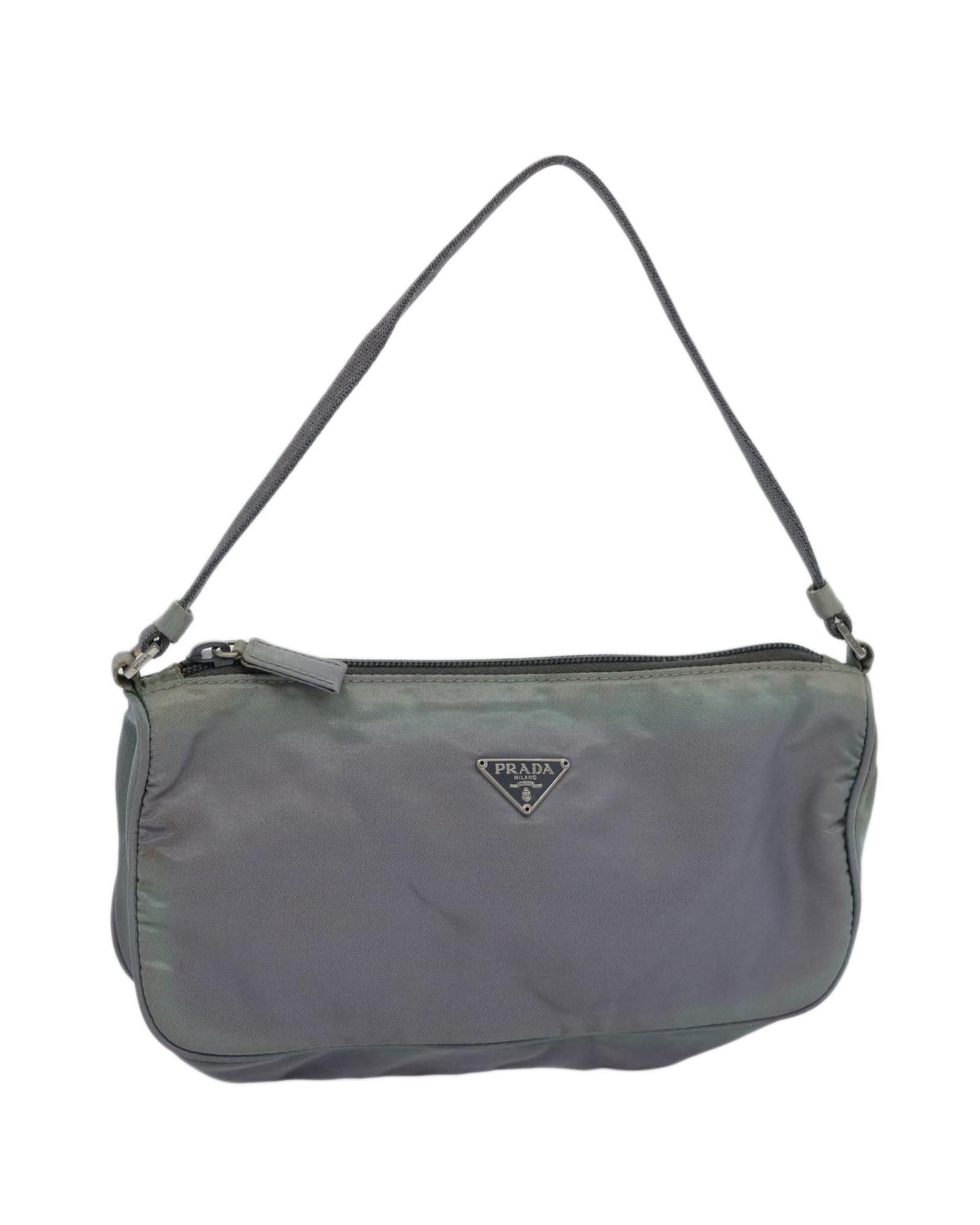 image of Prada Gray Nylon Accessory Pouch By Italian Designer in Grey, Women's