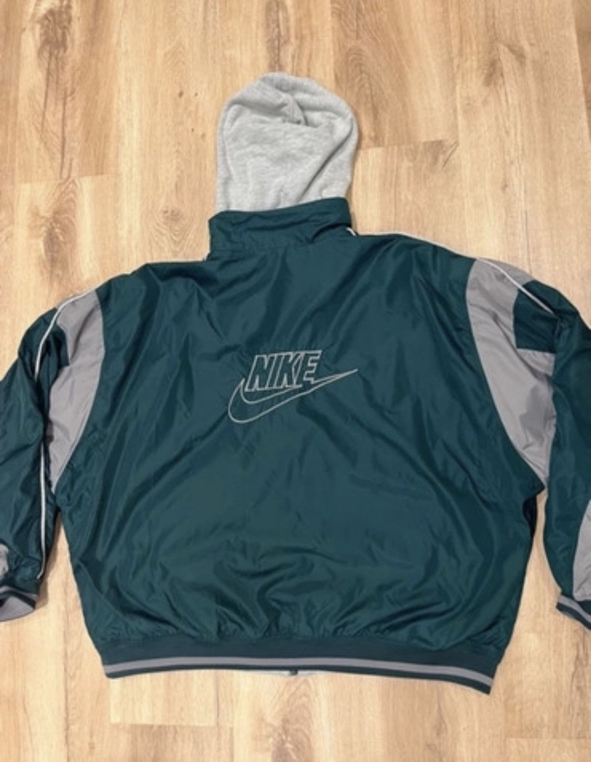 Image of 90's Nike Reversible Bomber Jacket Big Swoosh in Green, Men's (Size Large)