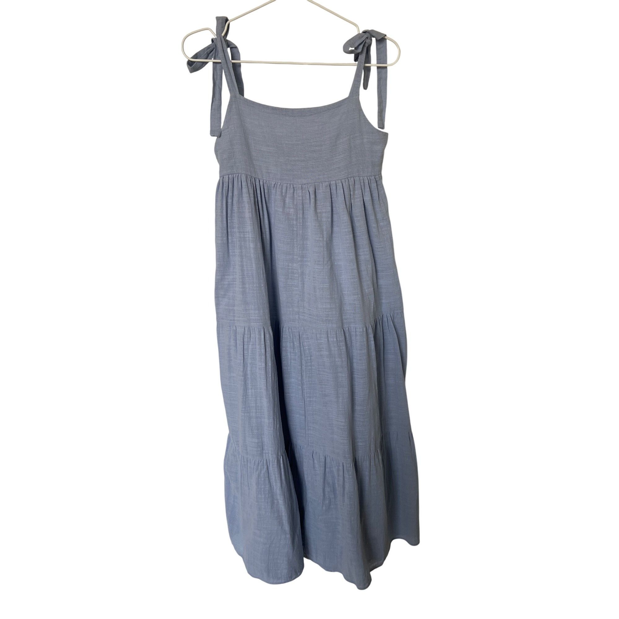 Zara Zara Blue Tie-Strap Tiered Maxi Dress With Smocked Back Size S / US 4 / IT 40 - 6 Thumbnail