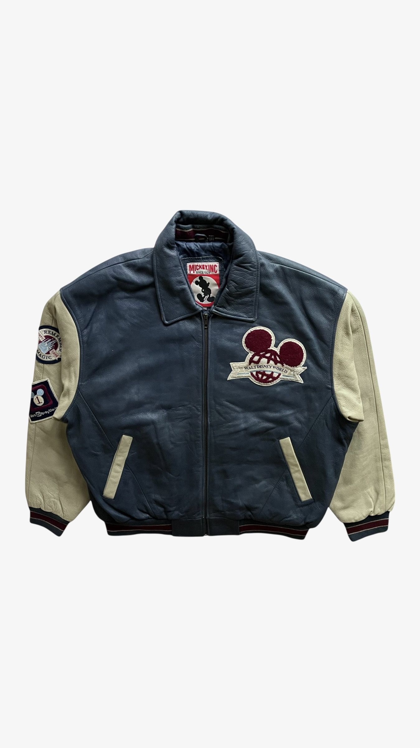 Disney Vintage 90s Men's Disney World Leather Varsity Jacket Size US XL / EU 56 / 4 - 2 Thumbnail
