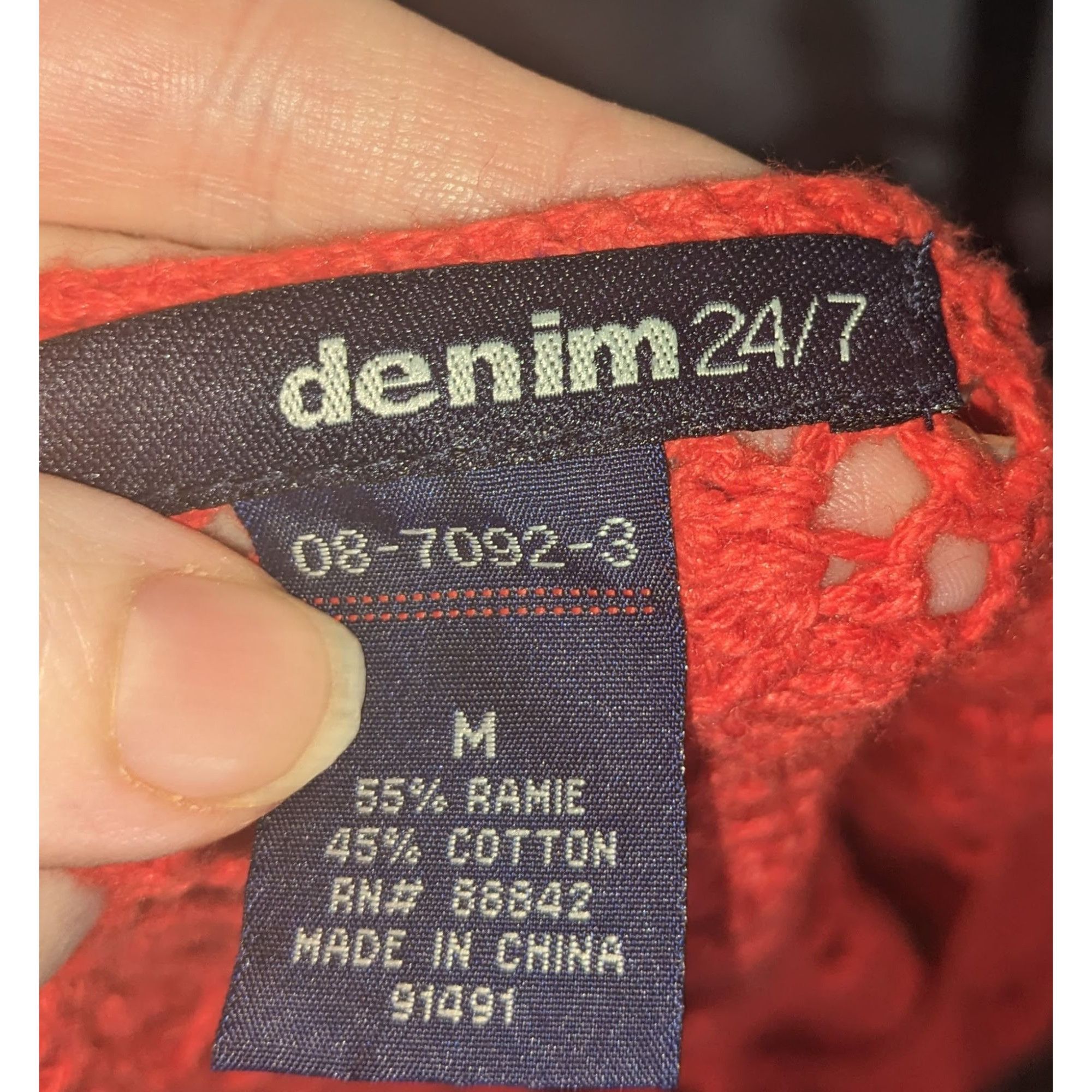 Other Denim 24/7 Crochet Floral Sweater Red Open Knit Boho Summer Size M / US 6-8 / IT 42-44 - 4 Thumbnail