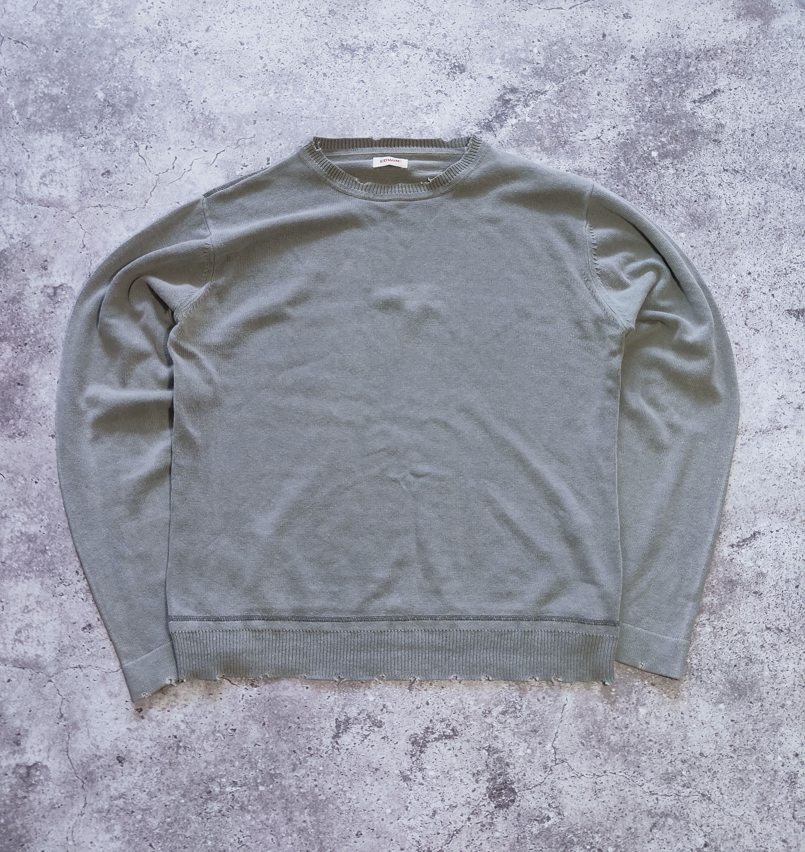 Edwin × Japanese Brand 90s EDWIN JAPAN Distressed SWEATSHIRT Knitwear Sweater Size US L / EU 52-54 / 3 - 1 Thumbnail