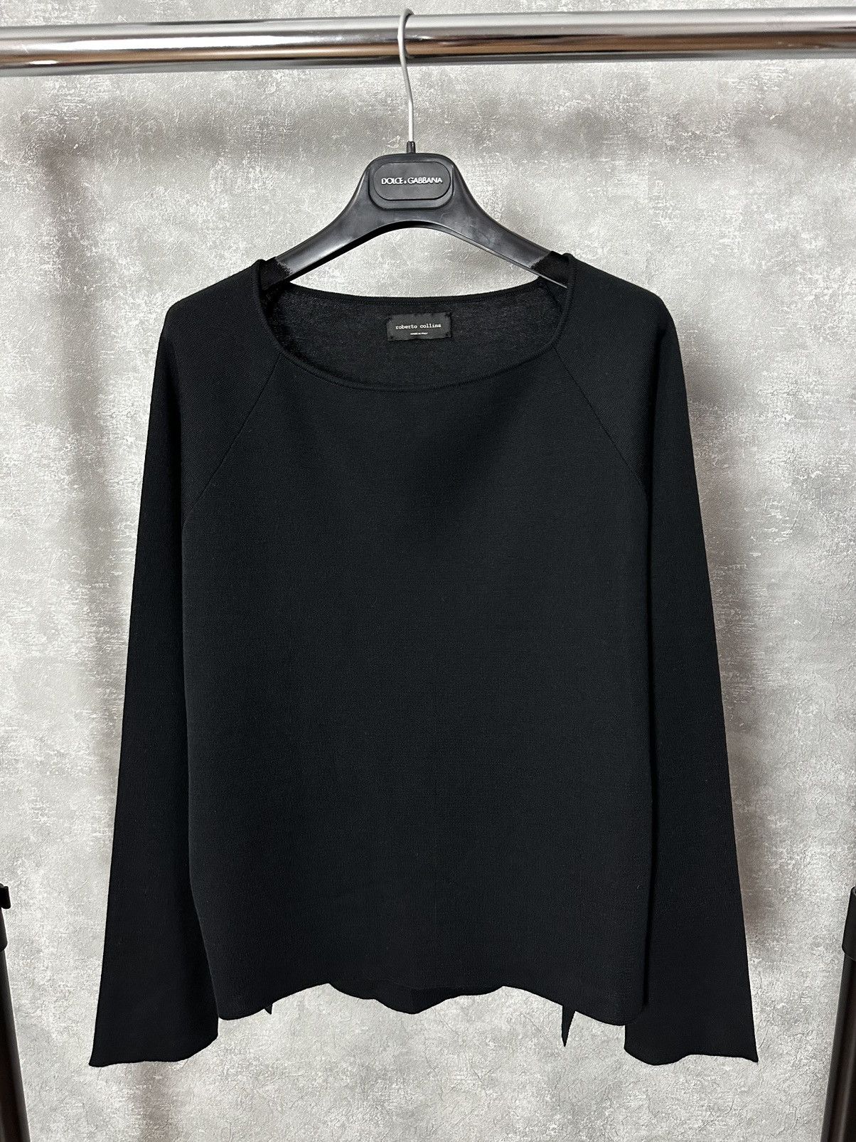 Roberto Collina Black Wool Emroidered Made in Italy Sweater
