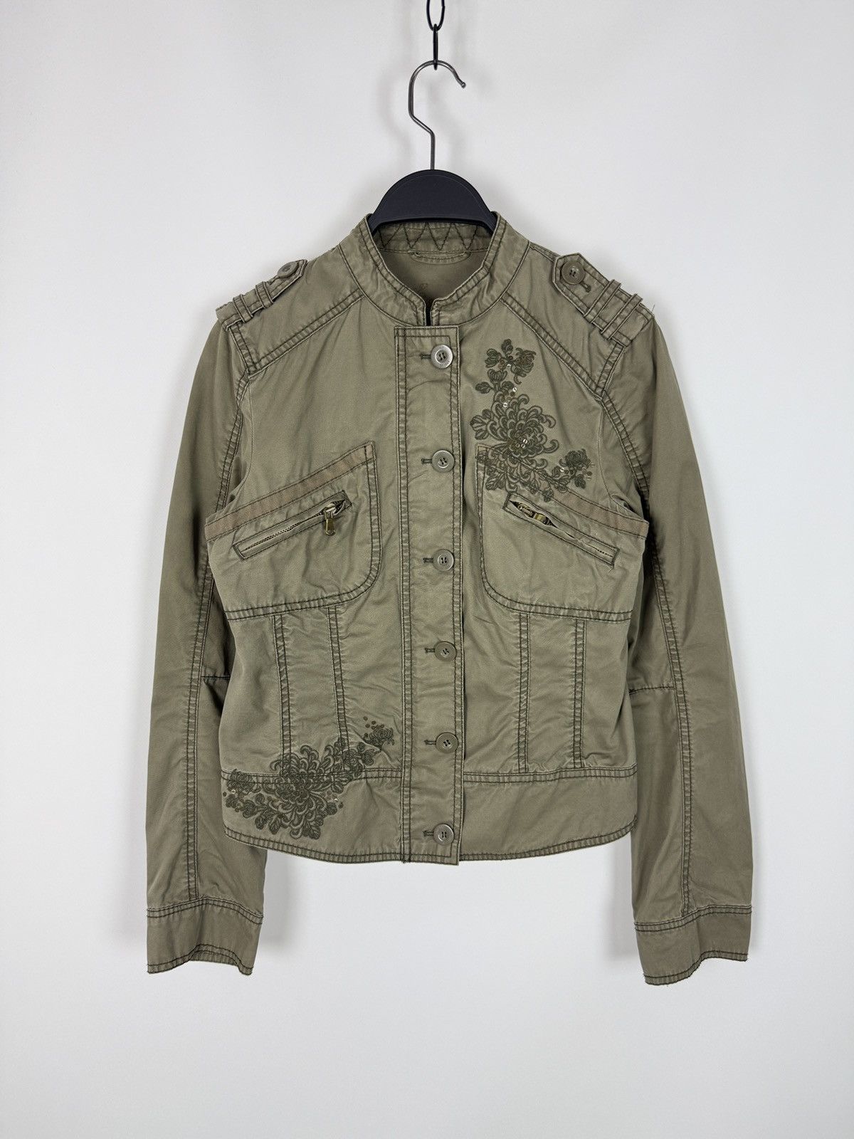 Esprit Y2K Vintage Esprit Fitted Olive Green Military Jacket S Size S / US 4 / IT 40 - 3 Thumbnail
