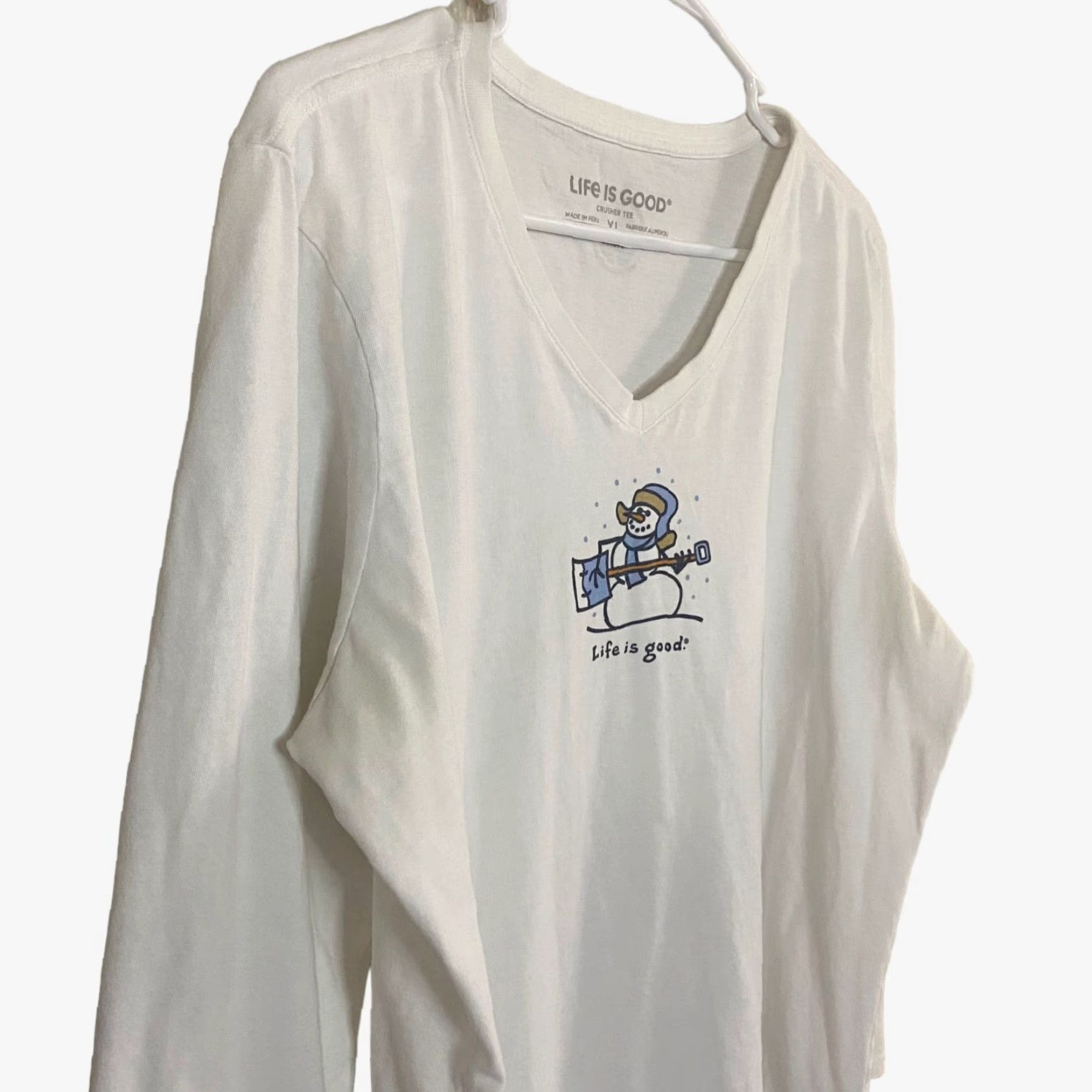 Life is Good LIFE IS GOOD Snowman Long Sleeve Crusher T Shirt White Holiday Womens XL Size XL / US 12-14 / IT 48-50 - 4 Thumbnail