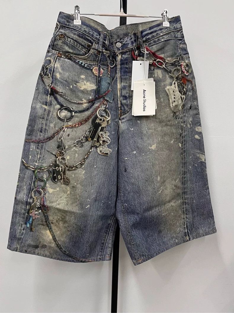 Acne Studios Acne Studios Graphic print mid-waist zip-up cropped straigh Size US 38 / EU 54 - 1 Thumbnail