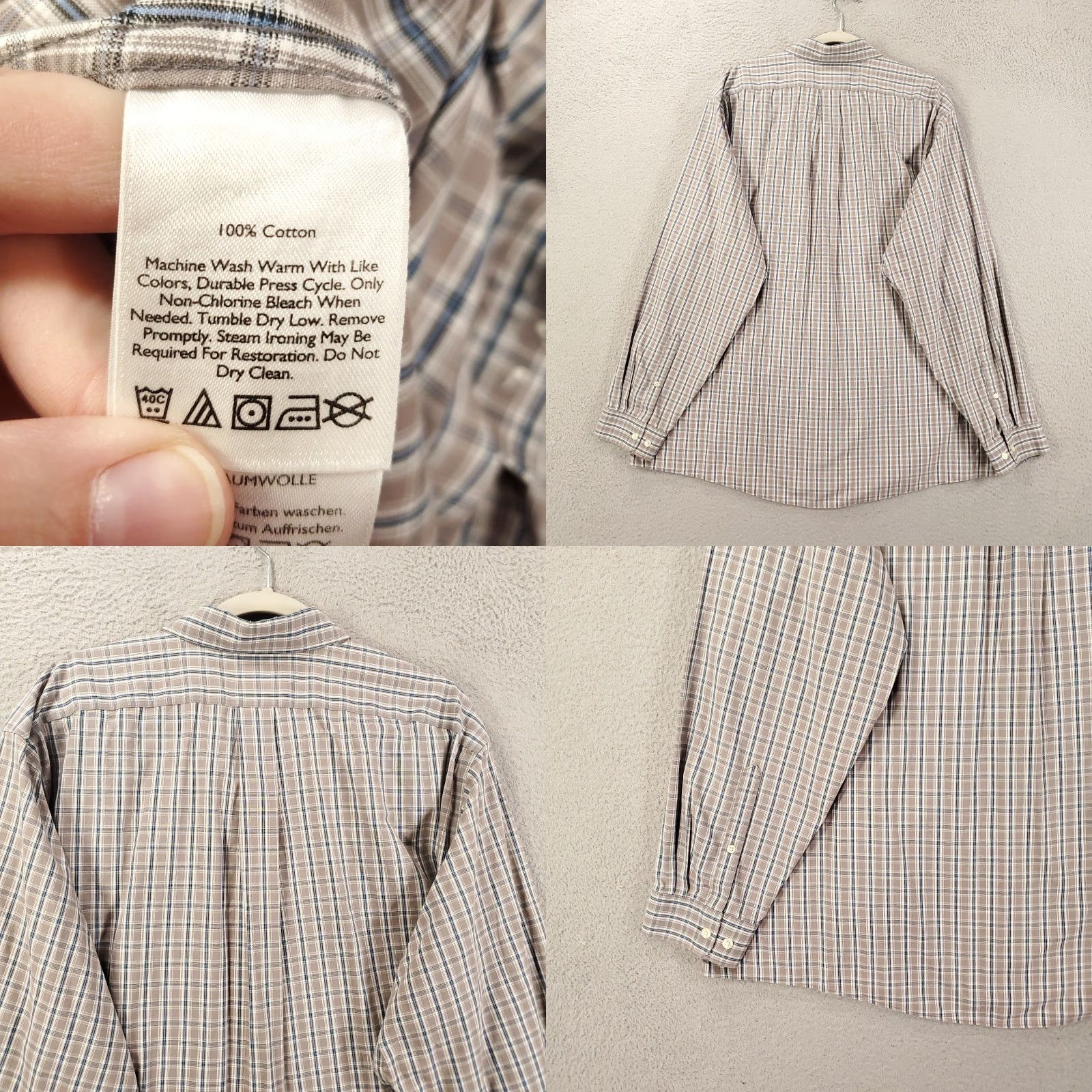 Eddie Bauer Eddie Bauer Shirt Mens 2XL Gray Plaid Button-Up Wrinkle Free Relaxed Fit Collar-Down Button Size US XXL / EU 58 / 5 - 8 Thumbnail