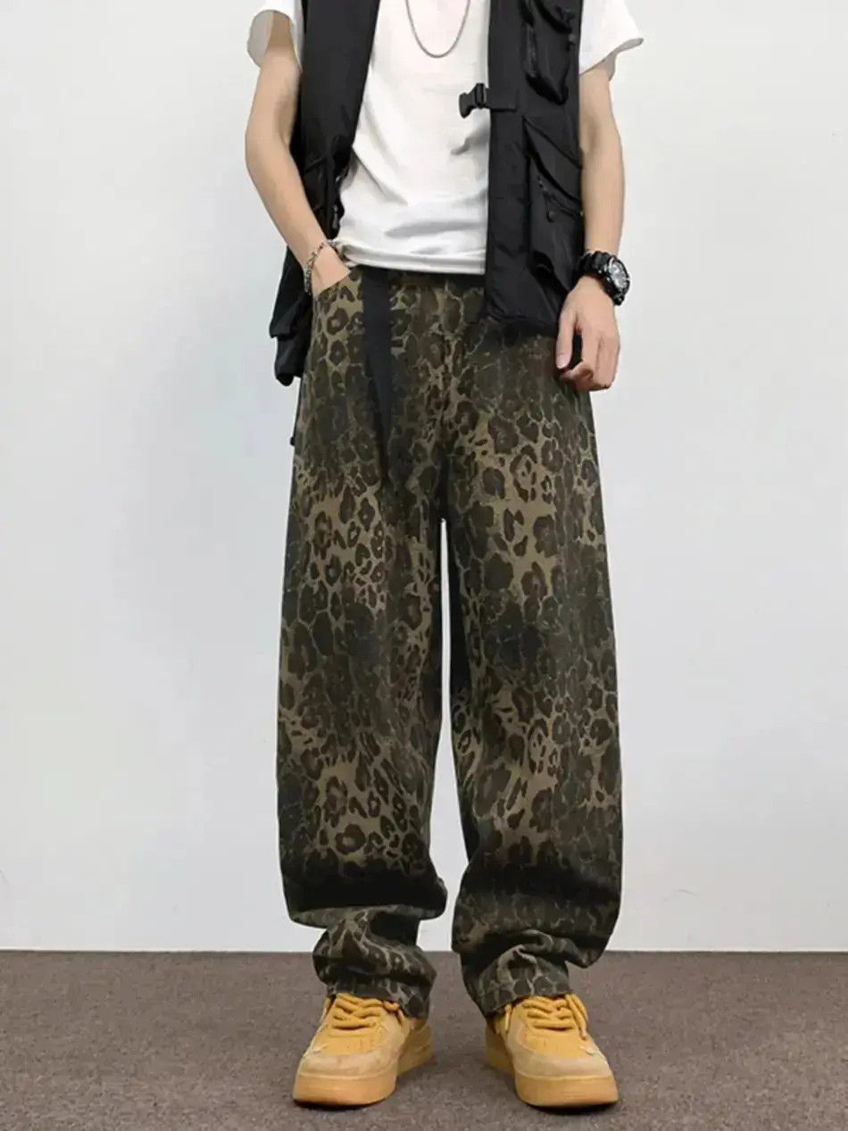 Japanese Brand Retro drape leopard print jeans Size US 32 / EU 48 - 1 Thumbnail