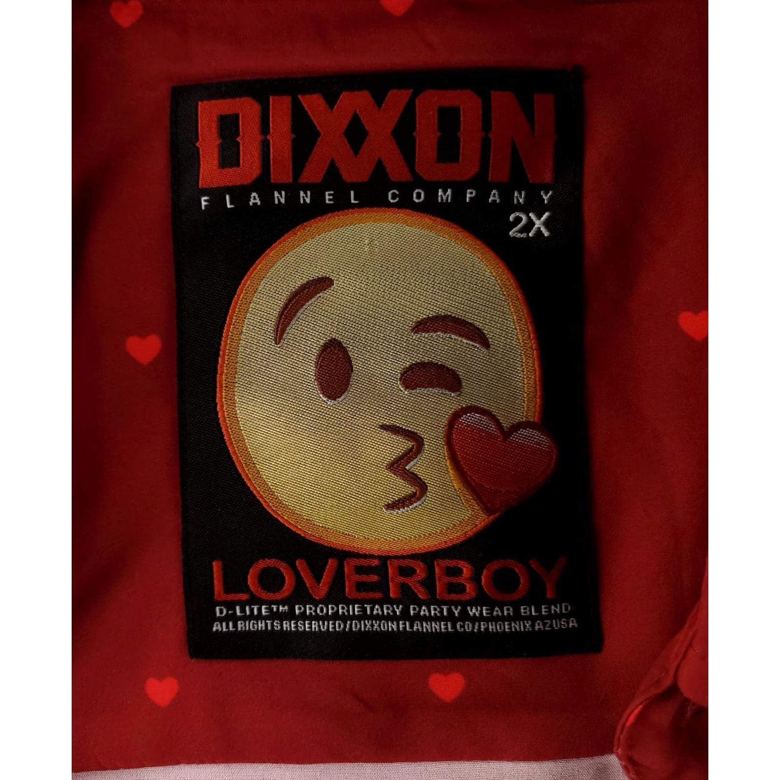 Vintage Dixxon Shirt Button Down Lover Boy Hearts Red Hearts Mens XXL Red Short Sleeve (2XL) Size US XXL / EU 58 / 5 - 3 Thumbnail