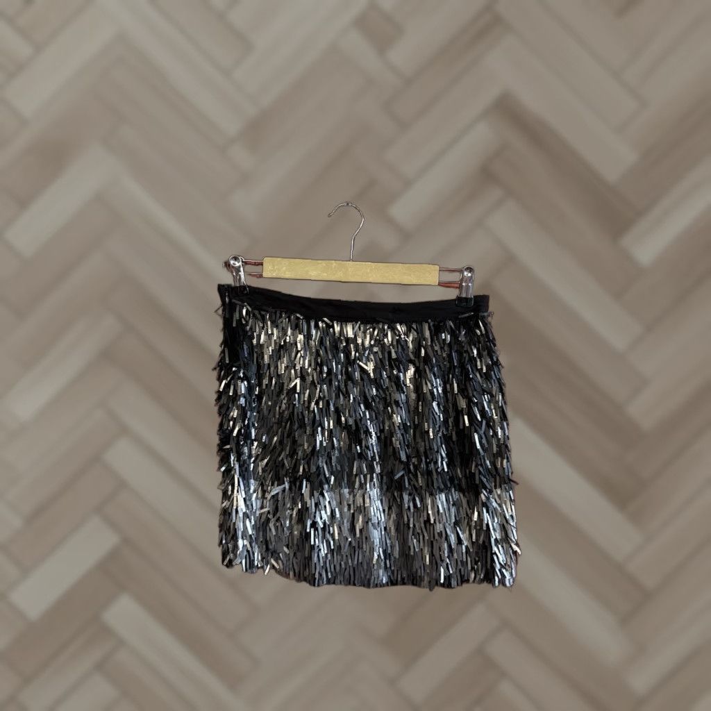 Zara Zara Womens Black Sword Sequin Pull On Skirt Size Small Short Size 28" / US 6 / IT 42 - 1 Thumbnail