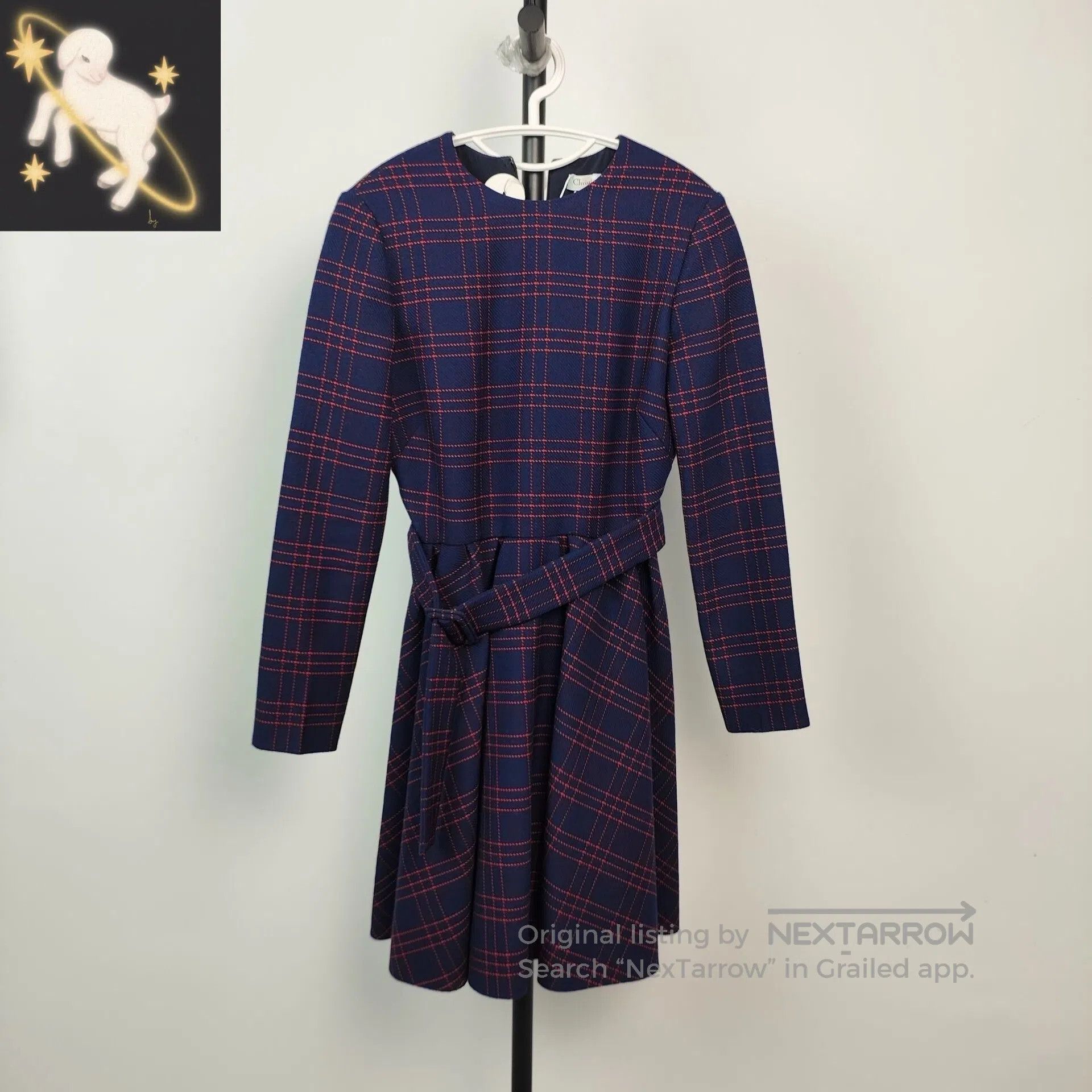 Dior Dior Dark Blue and Red Plaid Crew Neck Long Sleeve Dress| Size XS / US 0-2 / IT 36-38 - 1 Thumbnail