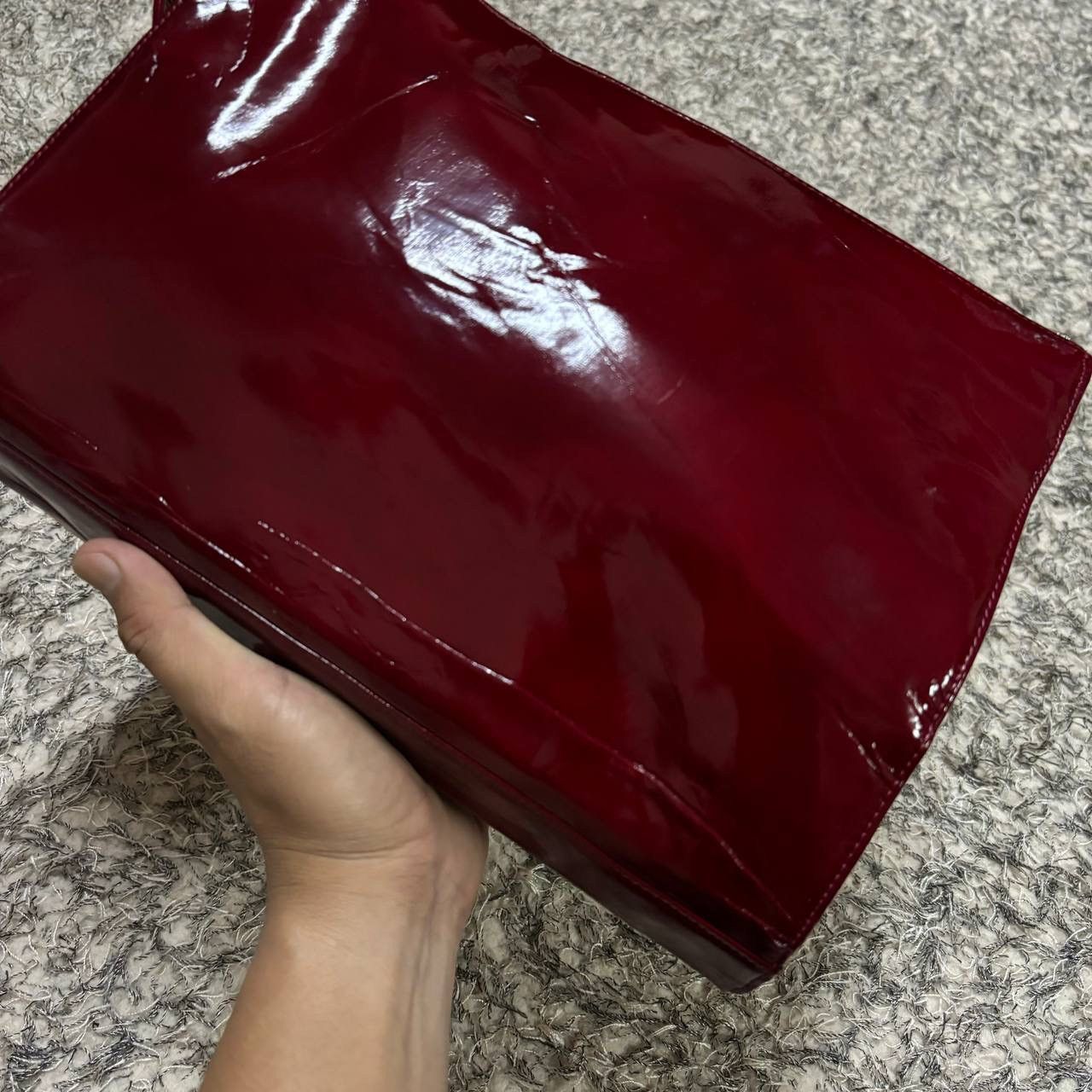 Thierry Mugler Vintage Thierry Mugler Burgundy Patent Leather Clutch Bag Size ONE SIZE - 4 Thumbnail