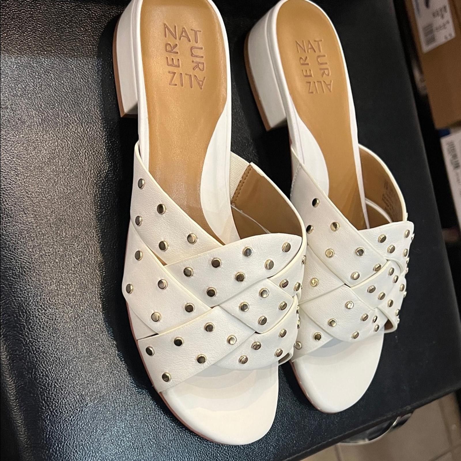Other Naturalizer White Studded Mules Size US 9 / IT 39 - 3 Thumbnail