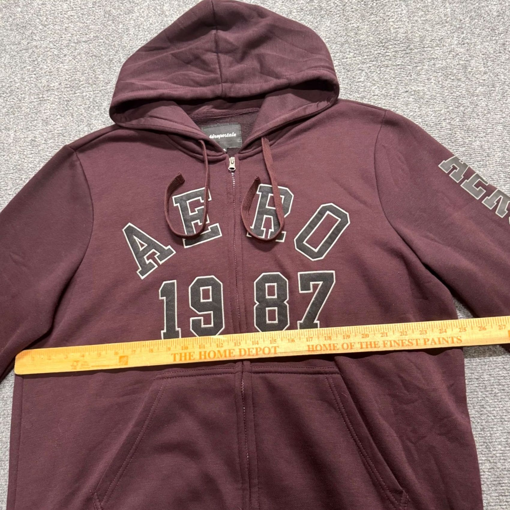 Aeropostale Y2K Aeropostale Full-zip Jacket Men 2XL Maroon Black Hooded Embroidered Cotton Blend Distressed Size US XXL / EU 58 / 5 - 5 Thumbnail