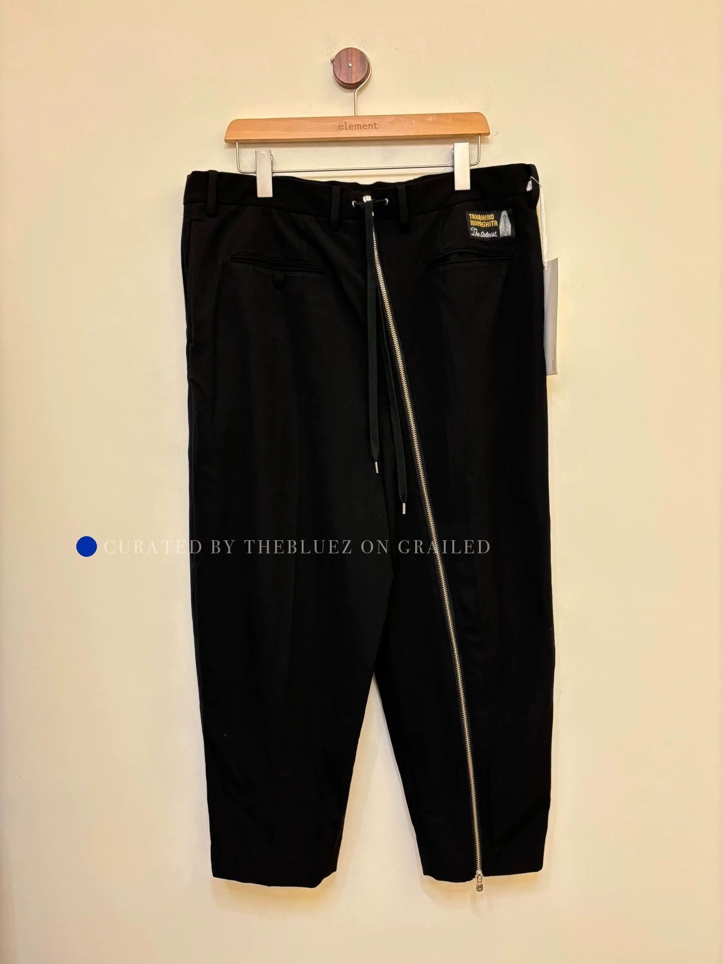 Takahiromiyashita The Soloist. Black Cropped Pants with Side Zipper Detail Size US 32 / EU 48 - 1 Thumbnail