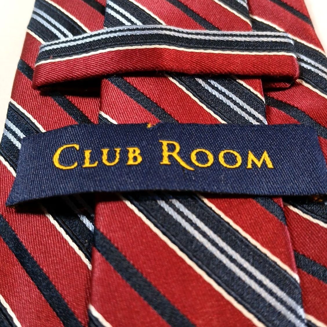 Club Room Club Room Tie Red Silk Necktie Striped Navy Light Blue 58" x 3.5" Mens Silk Tie Size ONE SIZE - 4 Thumbnail