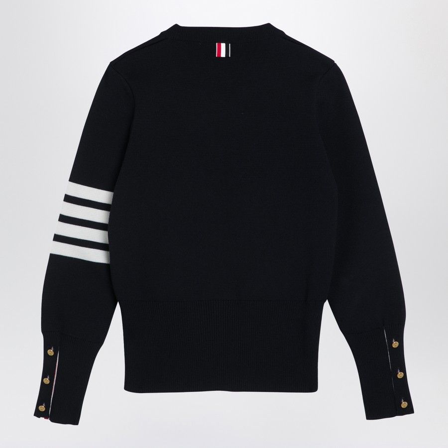 Thom Browne o1d2blof1024 Crew-Neck Wool Sweater in Navy Blue Size XS / US 0-2 / IT 36-38 - 2 Thumbnail