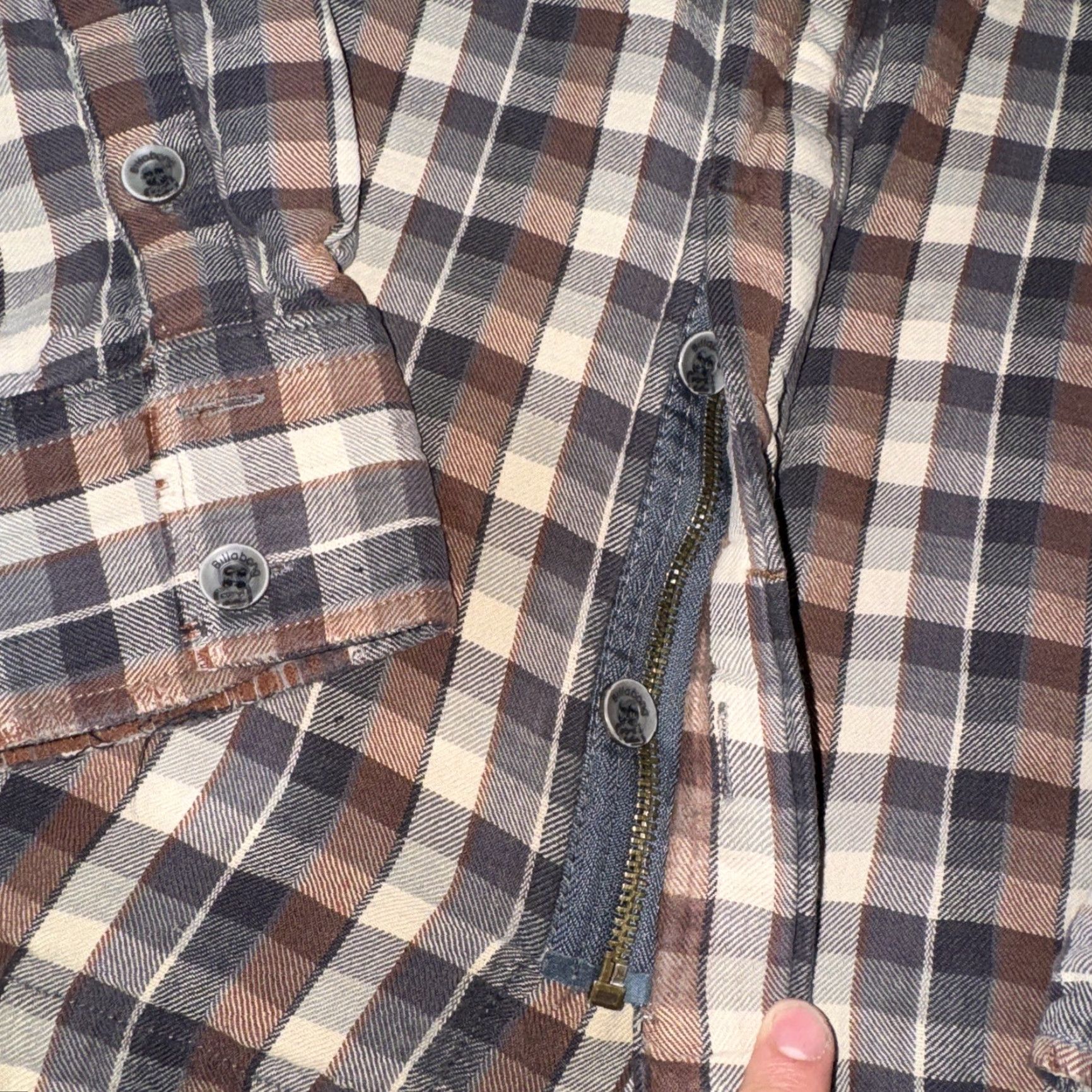 Billabong VINTAGE Billabong Full Zip Flannel Shirt Mens L Brown 20x26.5 JACKET? Size US L / EU 52-54 / 3 - 3 Thumbnail