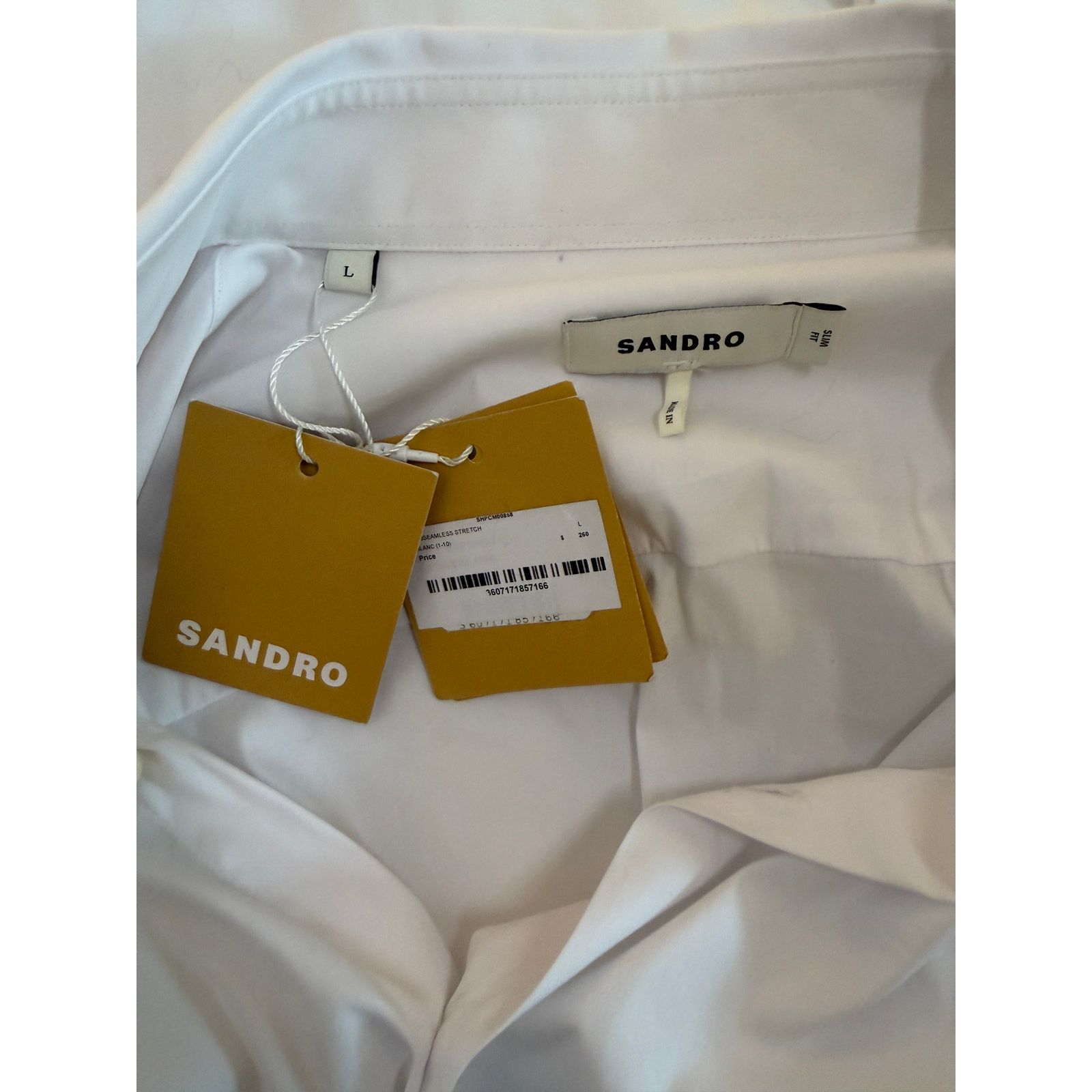 Sandro Sandro NWT White Cotton Shirt Size US L / EU 52-54 / 3 - 3 Thumbnail
