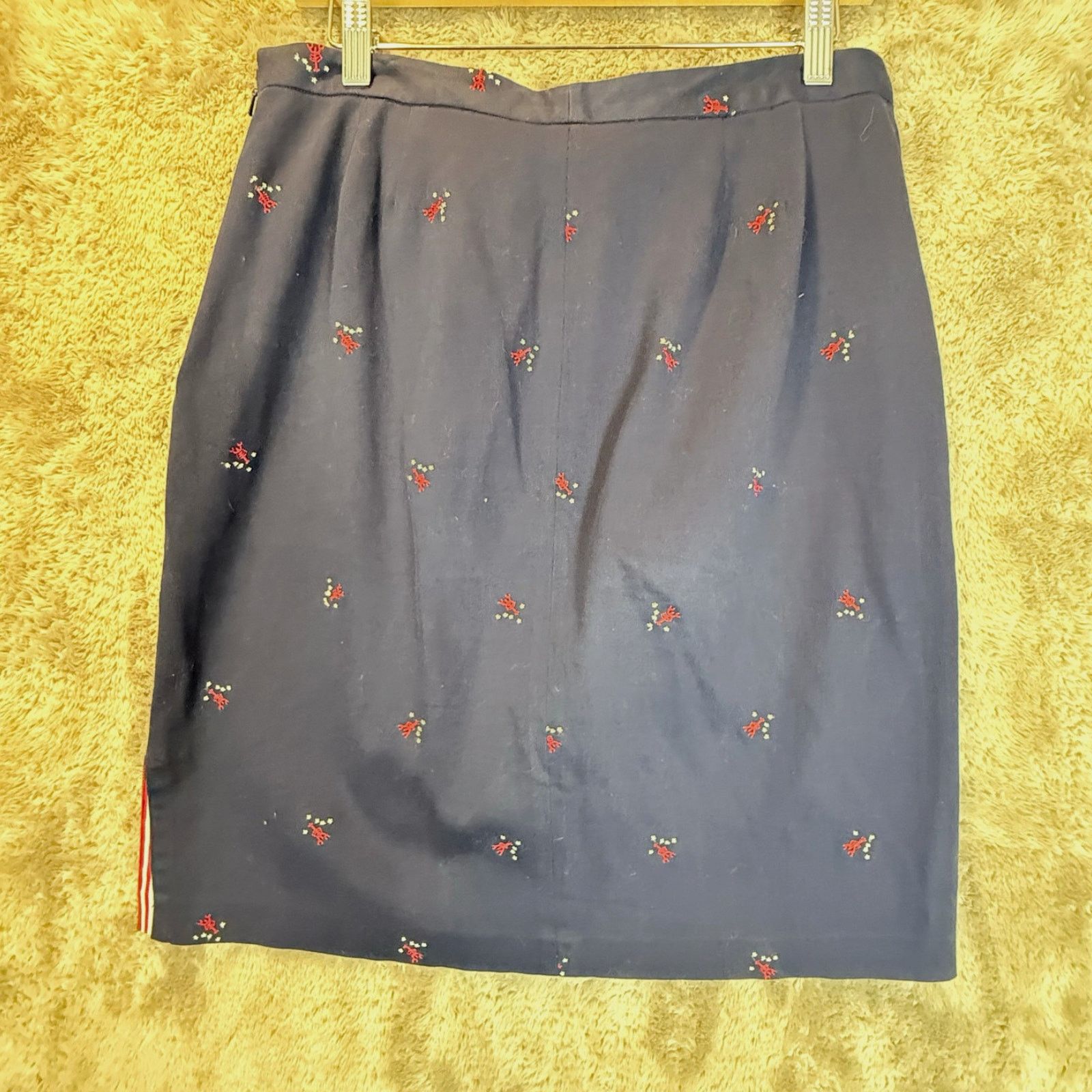 Other Marisa Christina Navy Blue Red Lobster Skirt Embroider 10 M Size 32" / US 10 / IT 46 - 6 Thumbnail