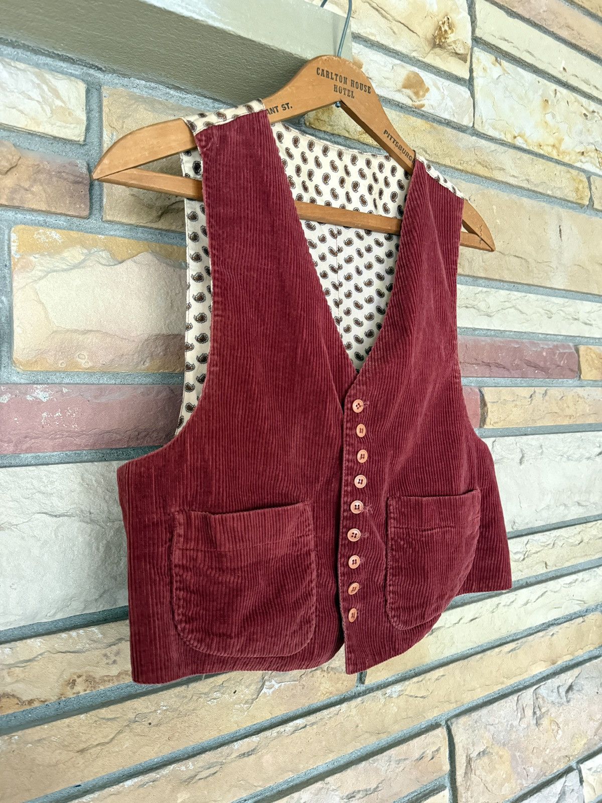Vintage Vintage 70s Corduroy Paisley Button Up Vest Size US S / EU 44-46 / 1 - 3 Thumbnail