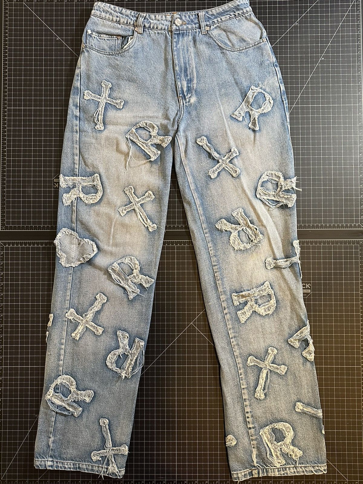 Racer Worldwide Racer Worldwide Washed Ice Patch Jeans Blue | Grailed